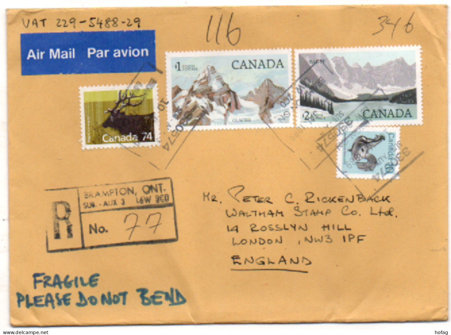 Kanada 1989 Mischfrankatur Luftpost Brief Nach London; Canada Letter Air Mail - Storia Postale
