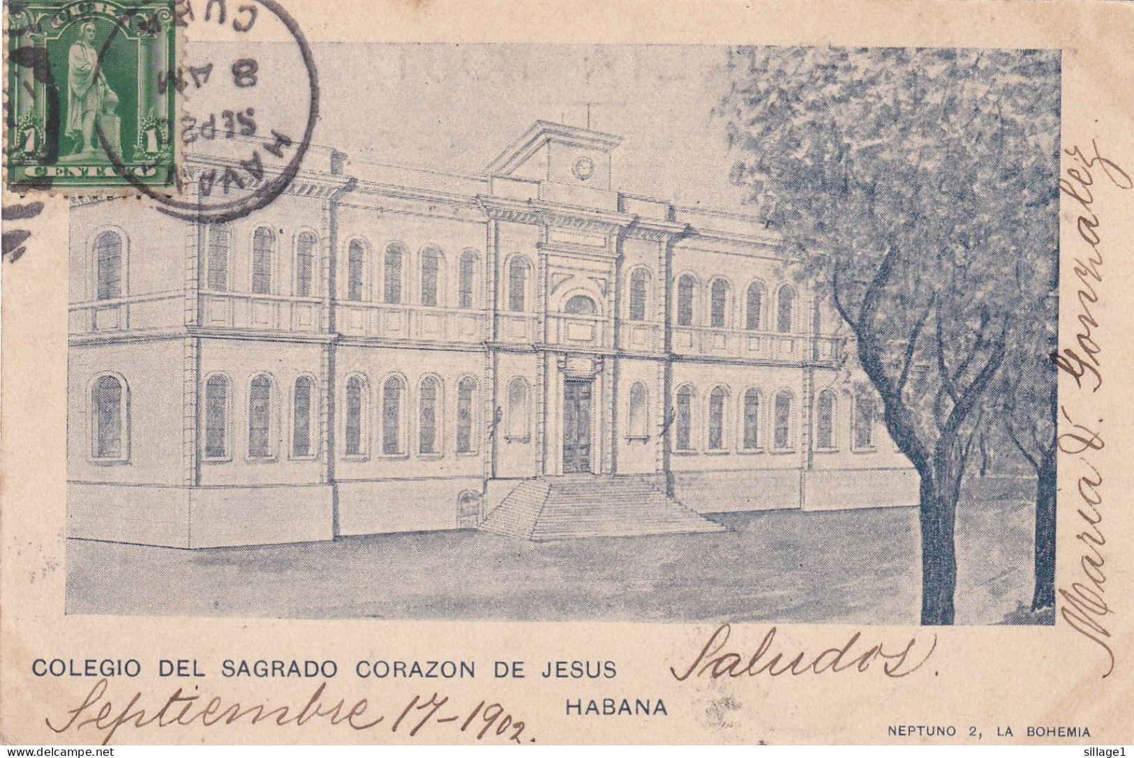 Habana (Cuba) COLEGIO DEL SAGRADO CORAZON DE JESUS Septembre 17-1902 - Repùblica Cubana - Gebraucht