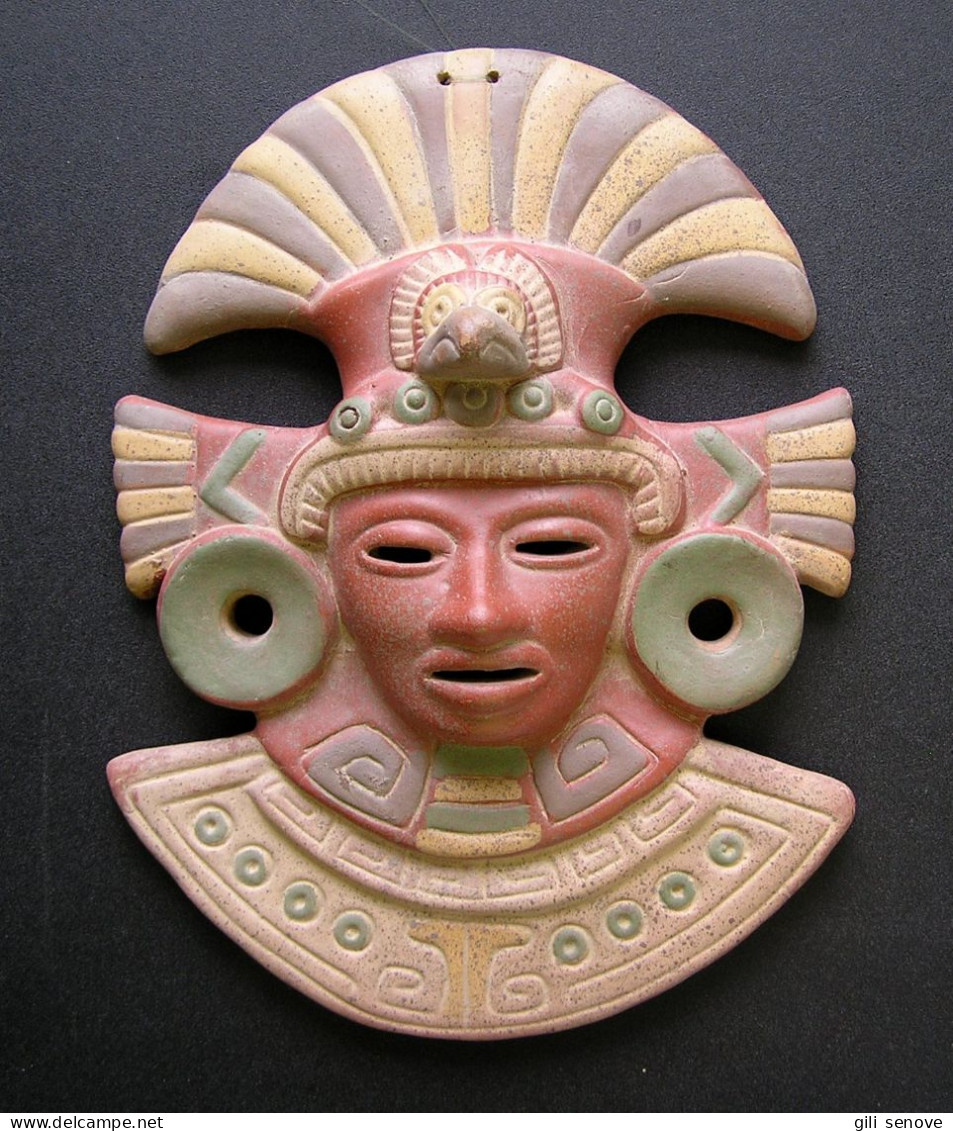 Aztec Eagle Warrior Ceramic Wall Mask