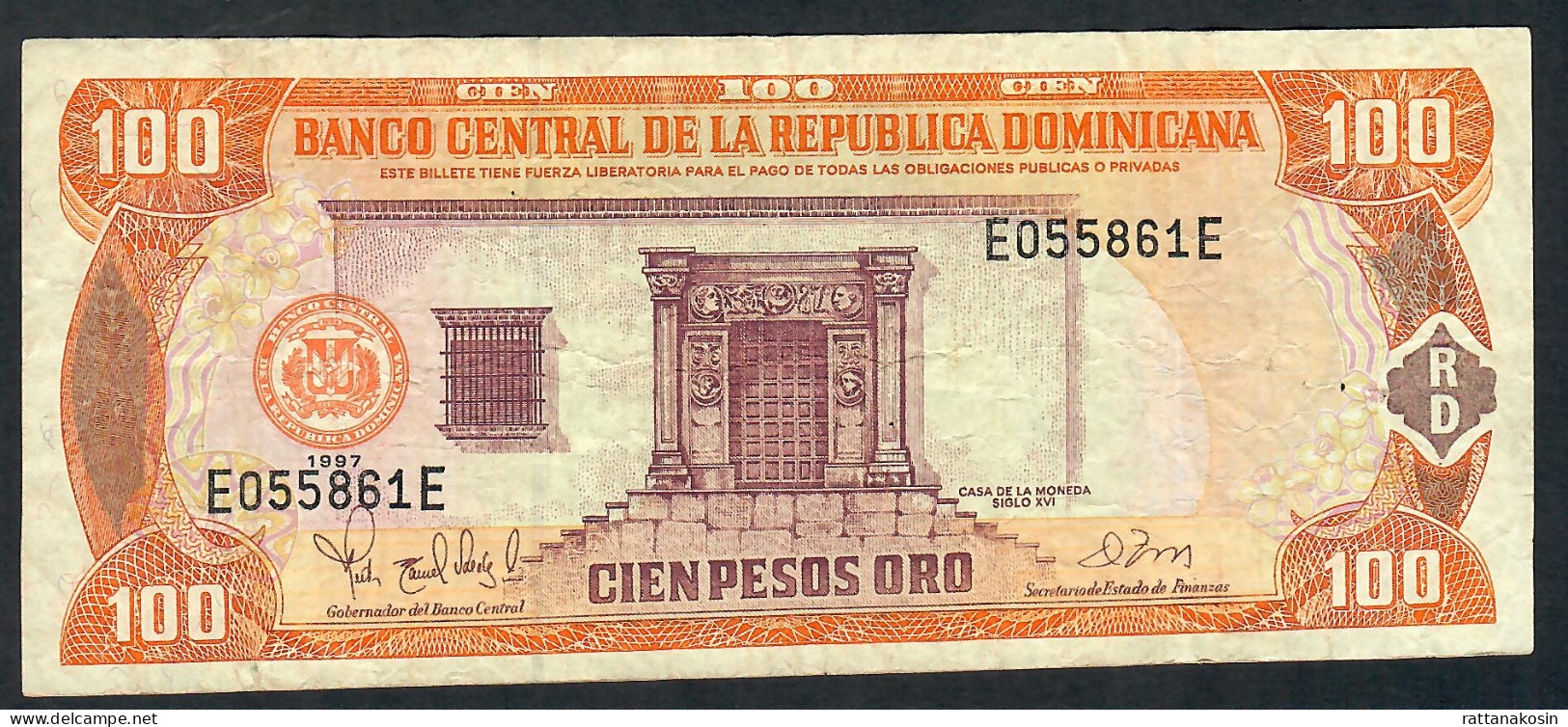 DOMINICAN REPUBLIC P156a 100 PESOS ORO 1997 FINE - Repubblica Dominicana