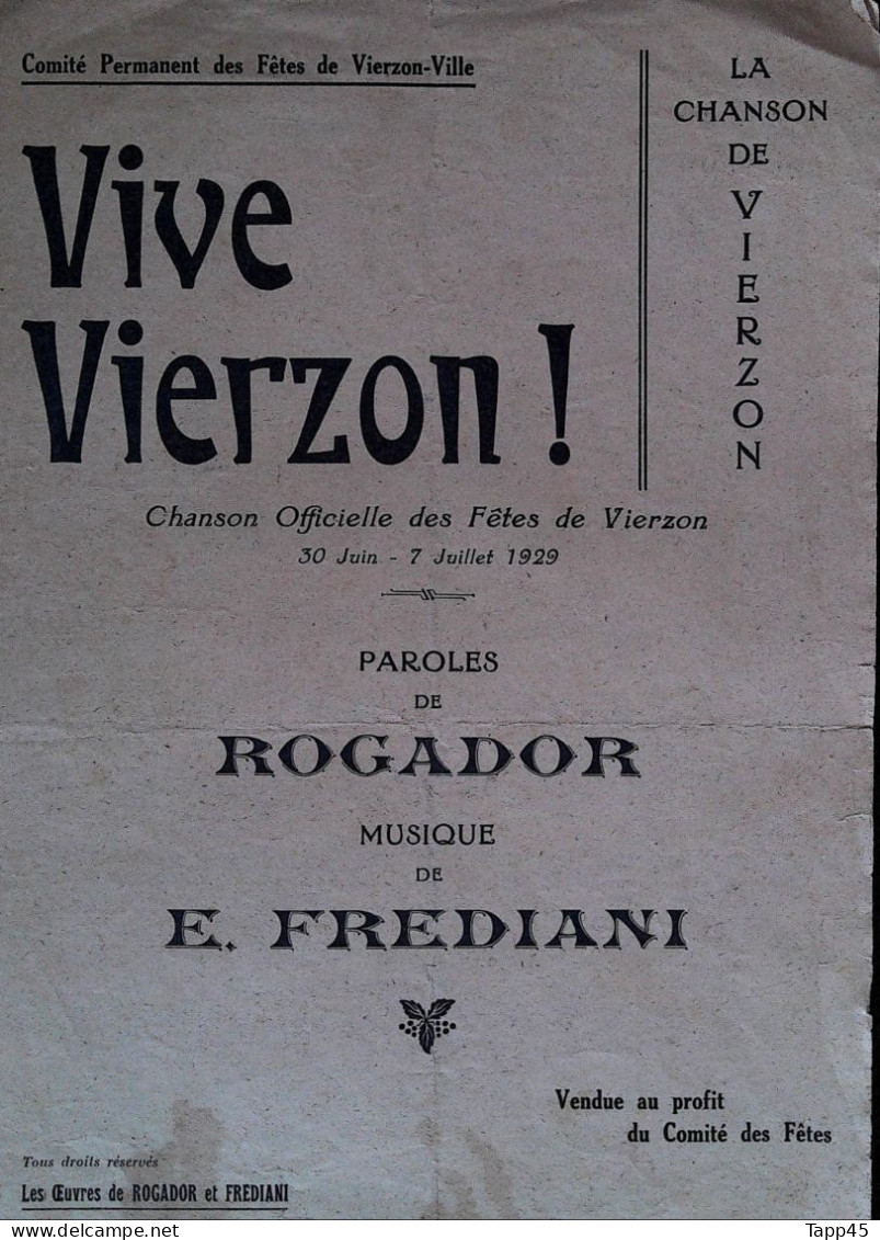 Partition Ancienne > Vive Vierzon !  1929 >   Réf: 30/5  T V19 - Canto (solo)