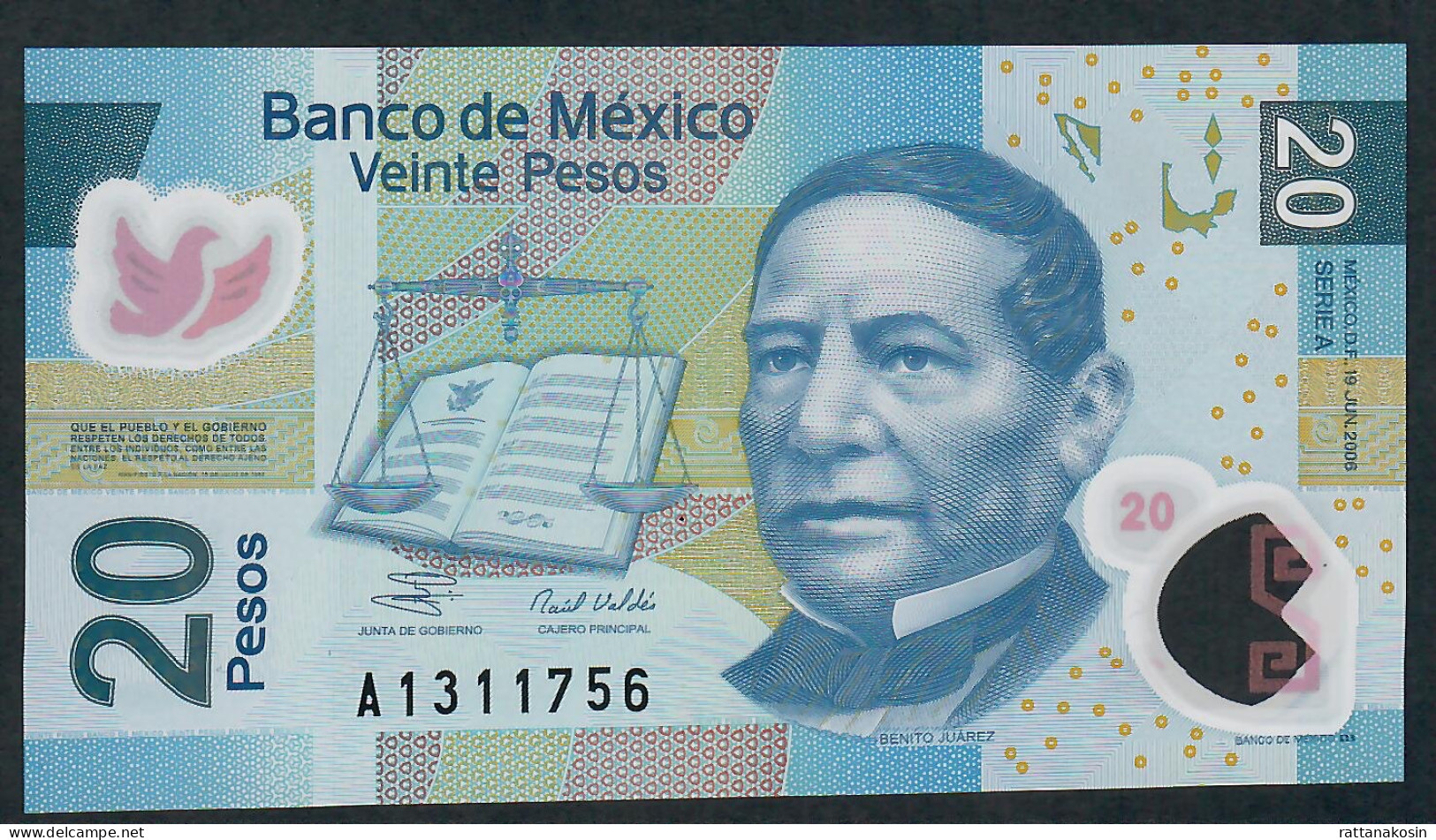 MEXICO  P122b  20 PESOS  19 JUN 2006  Serie A     UNC. - Mexique