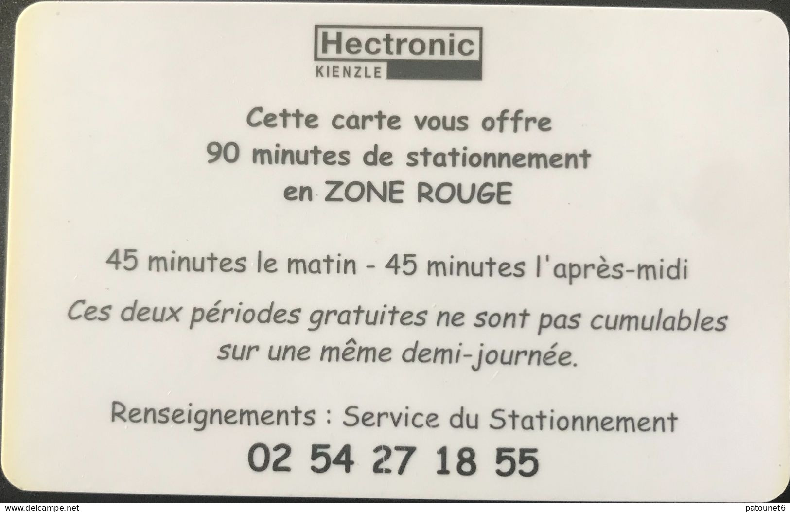 Stationnement - CHATEAUROUX - Hectronic Kienzle -  Puce - Cartes De Salon Et Démonstration