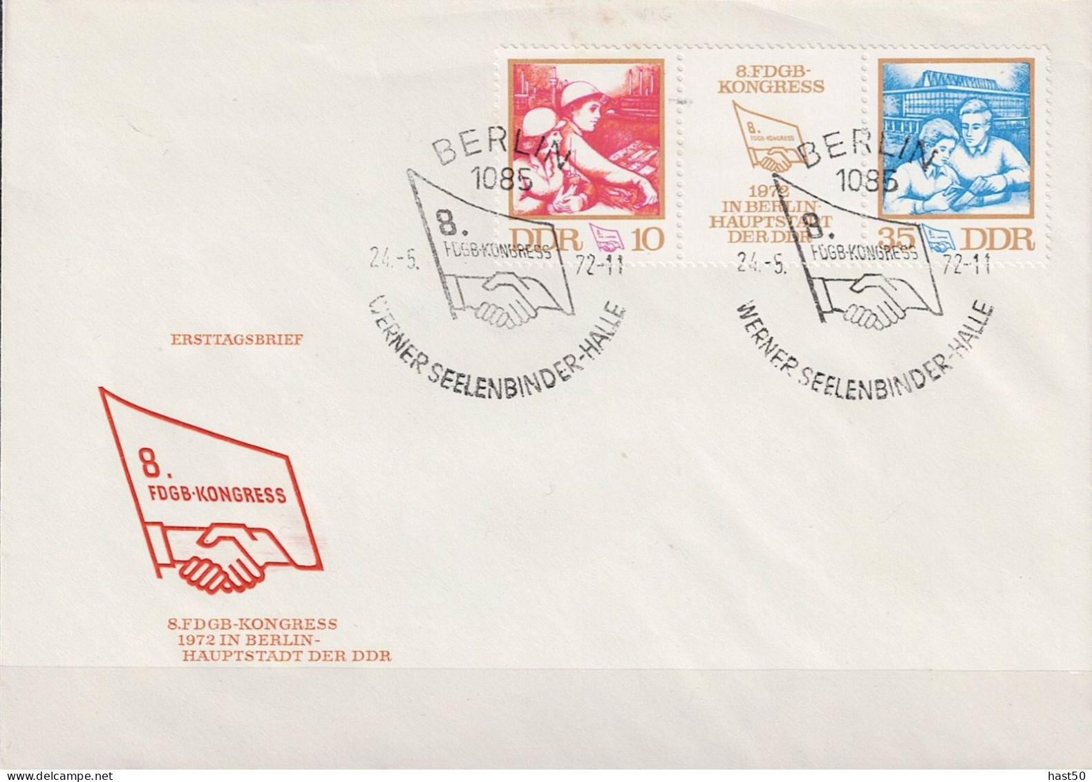 DDR GDR RDA - 8. FDGB - Kongress (MiNr: WZd 266 ) 1972 - FDC - 1971-1980