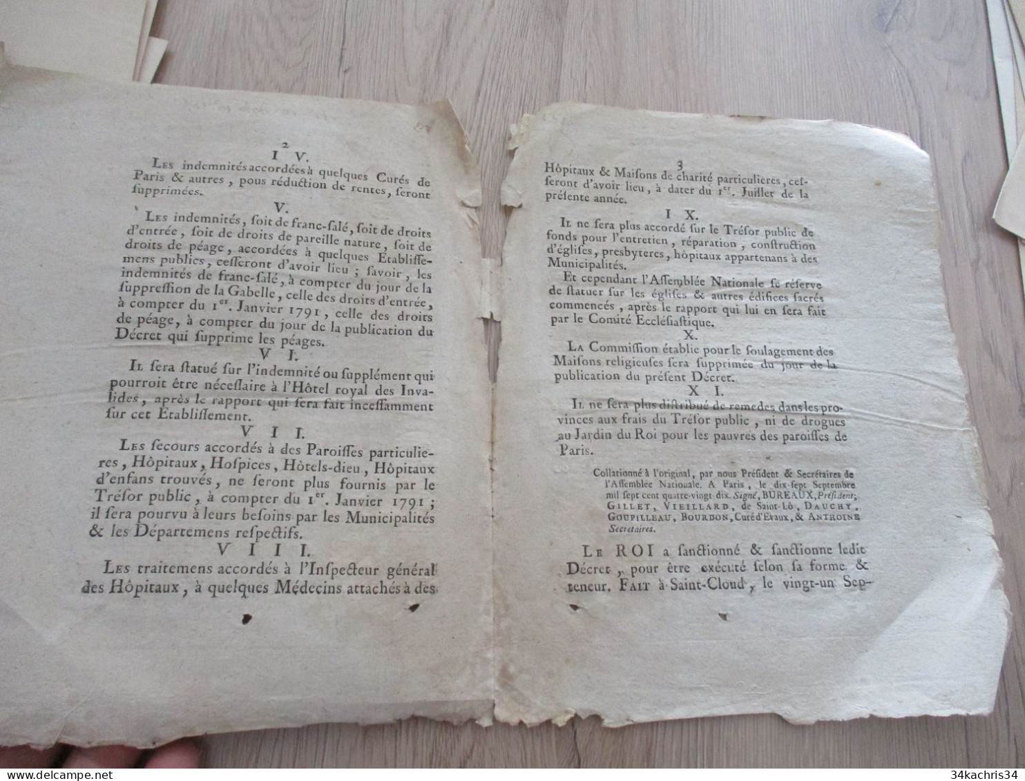 Proclamation Du Roi 21/09/1790 Rentes Des Maisons Religieuses En L'état - Décrets & Lois