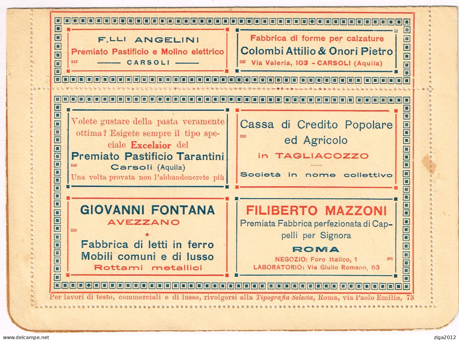 ITALY 1923 B.L.P. BUSTA LETTERA POSTALE CON C.20 III° TIPO + C.30 III° TIPO NUOVA E COMPLETA - Reklame