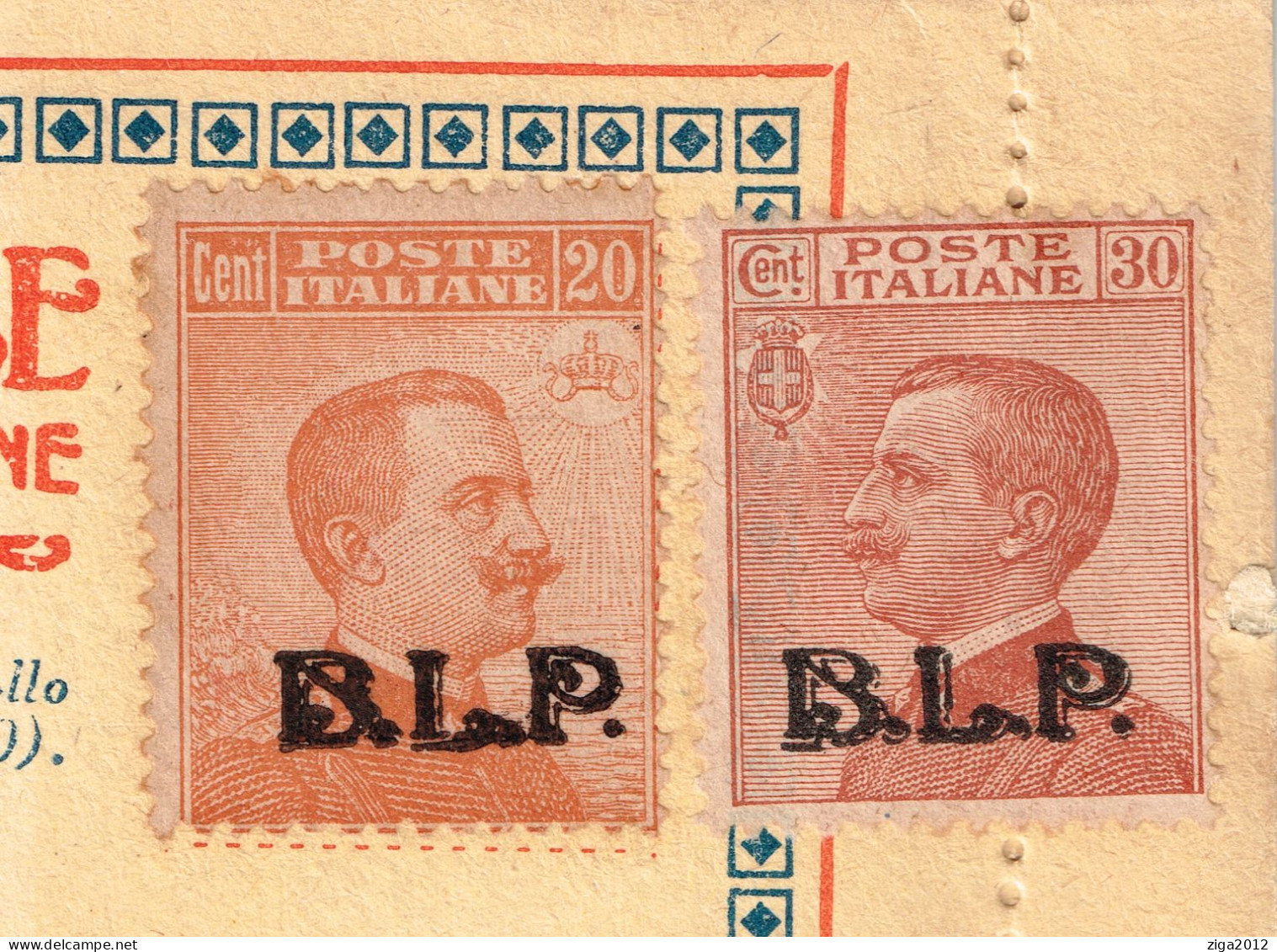 ITALY 1923 B.L.P. BUSTA LETTERA POSTALE CON C.20 III° TIPO + C.30 III° TIPO NUOVA E COMPLETA - Reklame