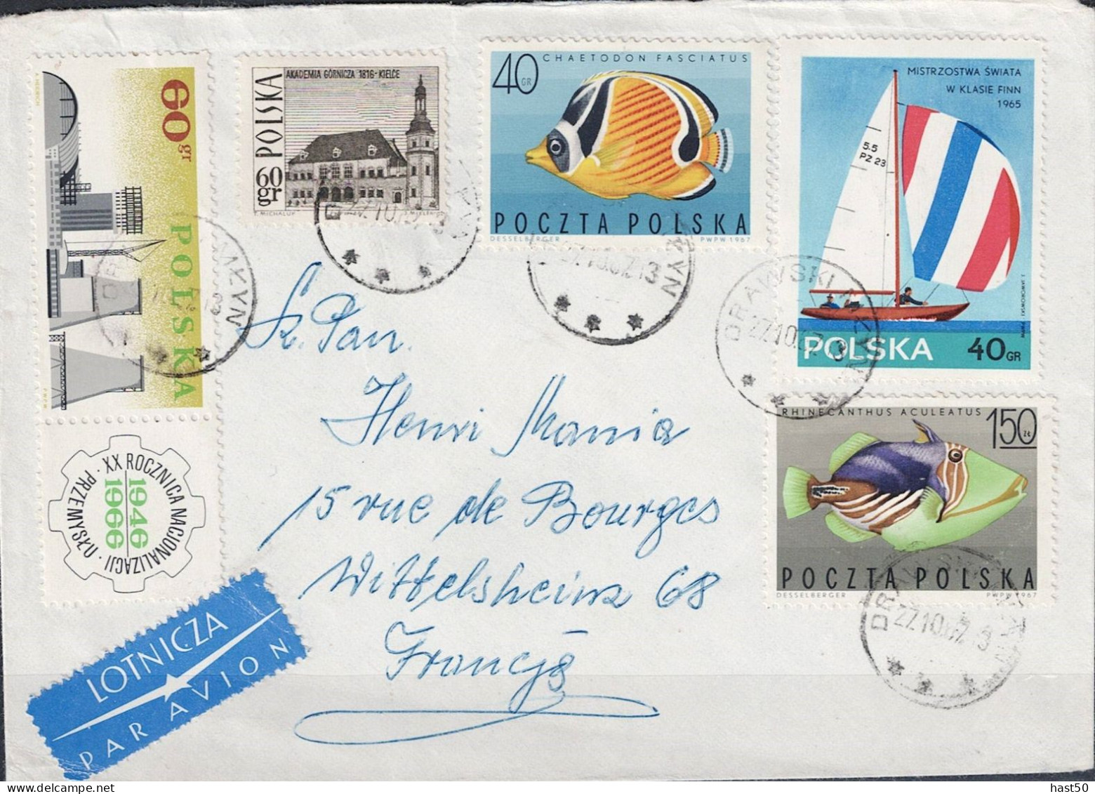 Polen Poland Pologne - Luftpostbrief Nach Frankreich (MiNr: 1709; 1676; 1588; 1750 + 1753) 1967 - Siehe Scan - Storia Postale