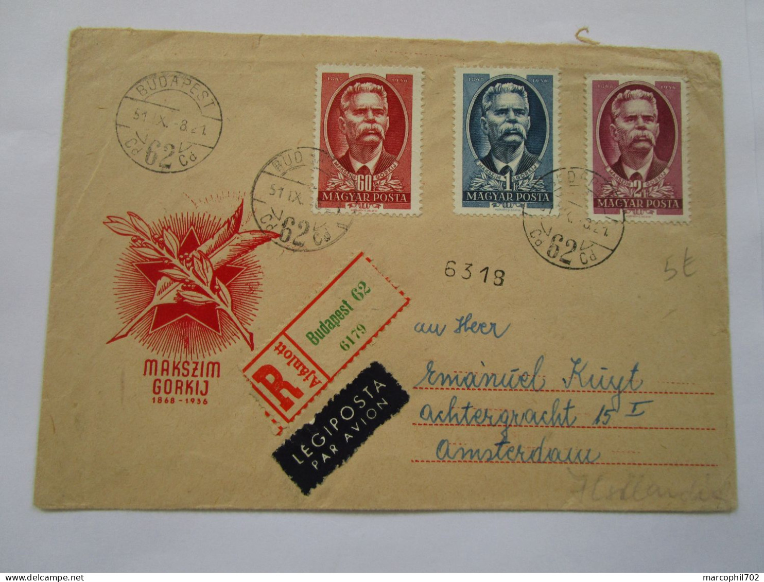 Belle Lettre Evsc De Hongrie Pour Amsterdam - Postmark Collection