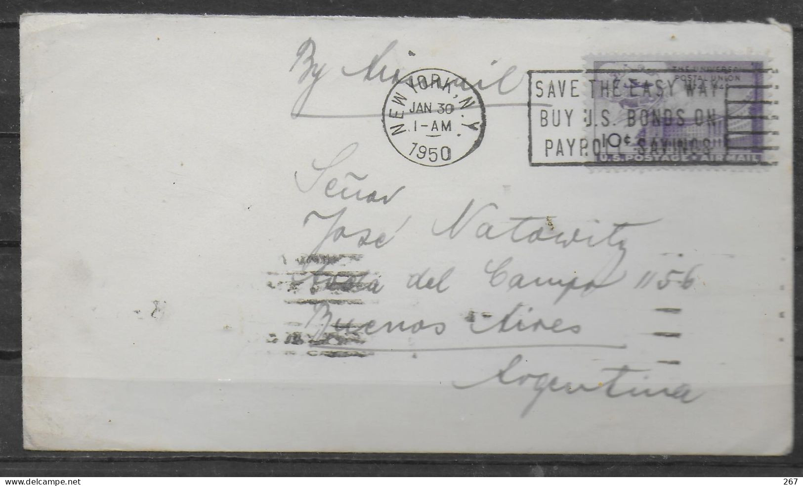 USA  Lettre   1950 New York Upu - 1941-60