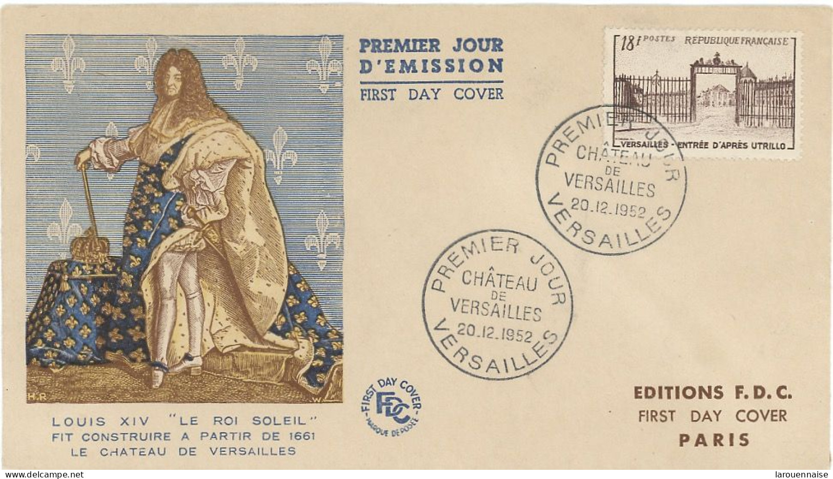 FDC- N° 939 -CHATEAU DE VERSAILLES -20-12-1952 - VERSAILLES . - 1950-1959