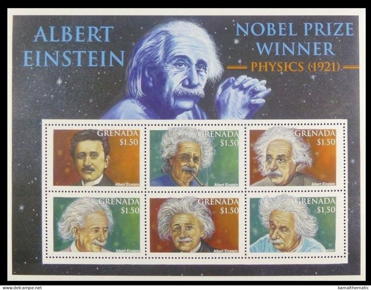 Grenada 2001 MNH SS, Einstein, Nobel Physics - Albert Einstein