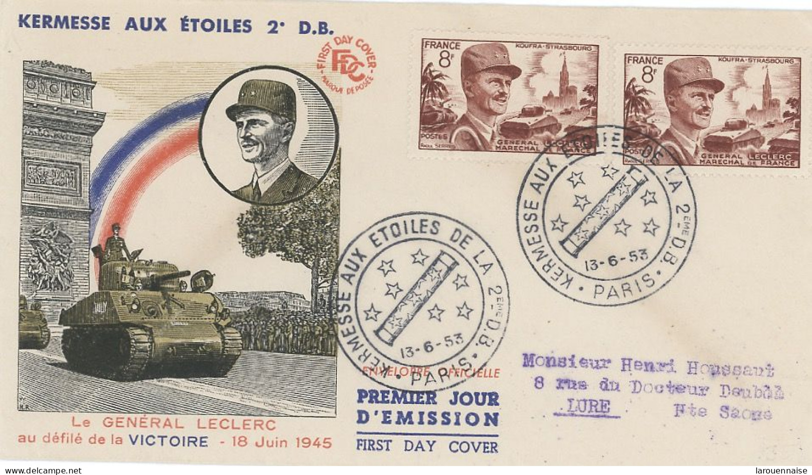 FDC- N° 942 - GENERAL LECLERC - 13-6 -53-PARIS - 1950-1959