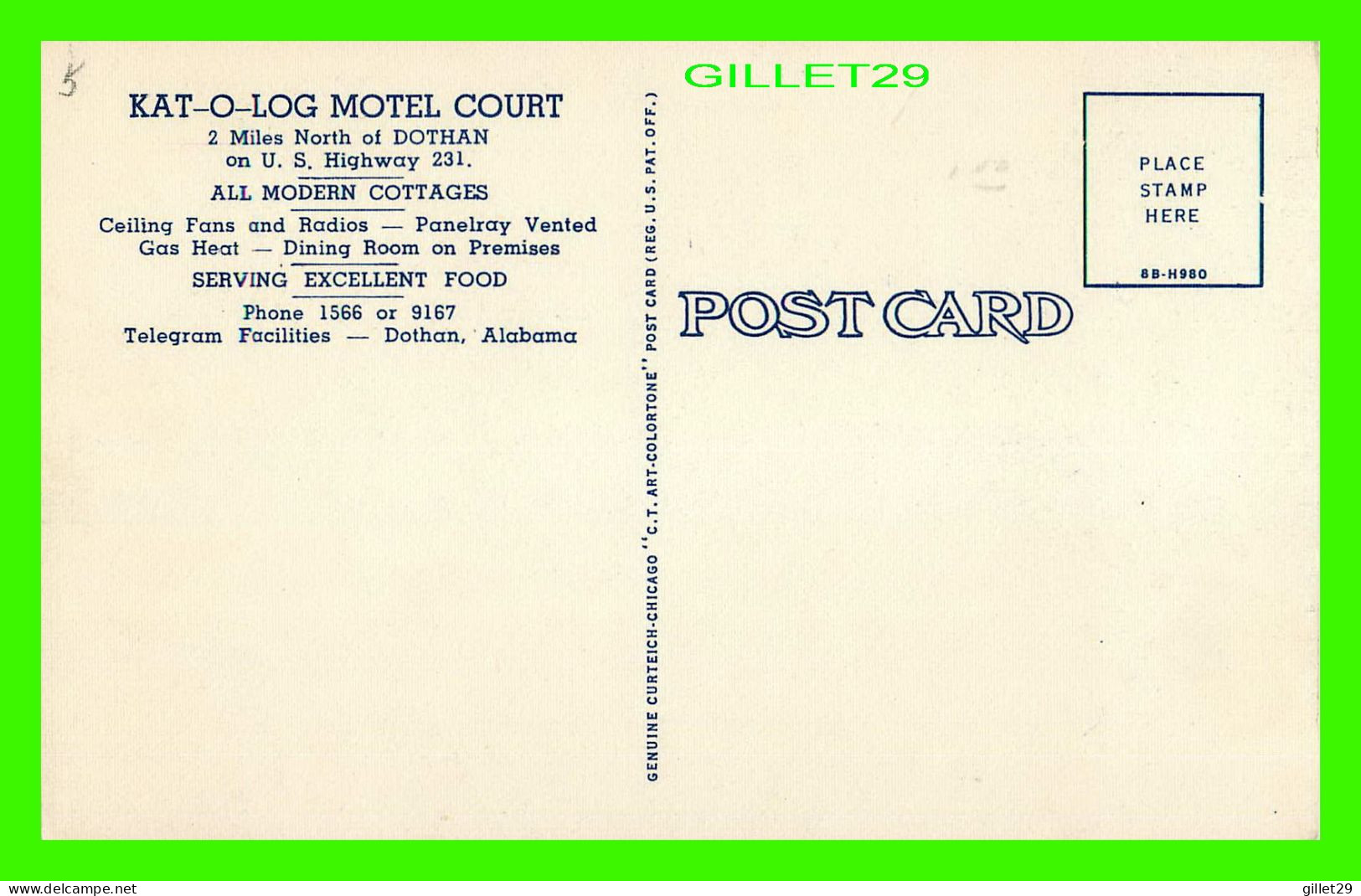 DOTHAN, AL - KAT-O-LOG MOTEL COURT - C.T. ART COLORTONE - - Other & Unclassified