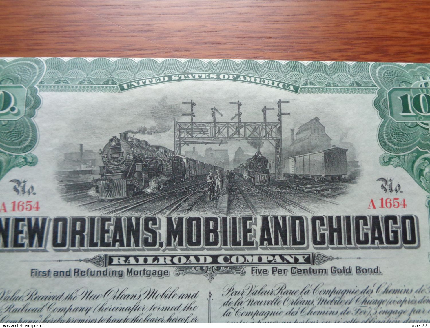 USA - NEW ORLEANS , MOBILE & CHICAGO RAILROAD - TITRE DE 100 $ 5% - - Autres & Non Classés