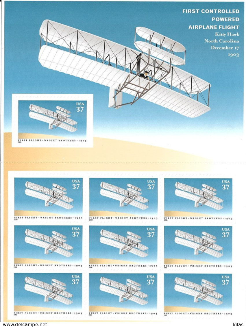 UNITED STATES 2003 "first Flight  - Wright Brothers, Booklet MNH - 1981-...