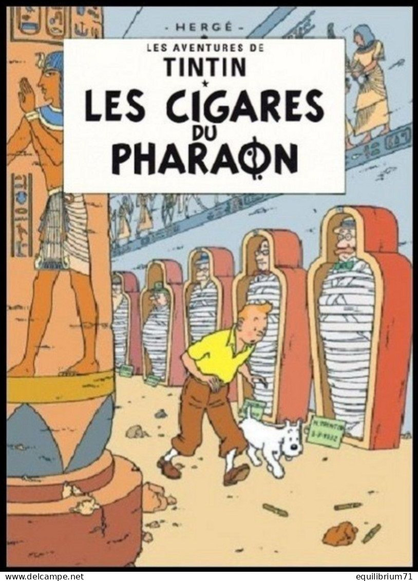 Double Carte Pliante/Dubbele Vouwkaart**- Kuifje/Tintin - Milou/Bobbie - Haddock - Tournesol Les Cigares Du Pharaon - Bandes Dessinées