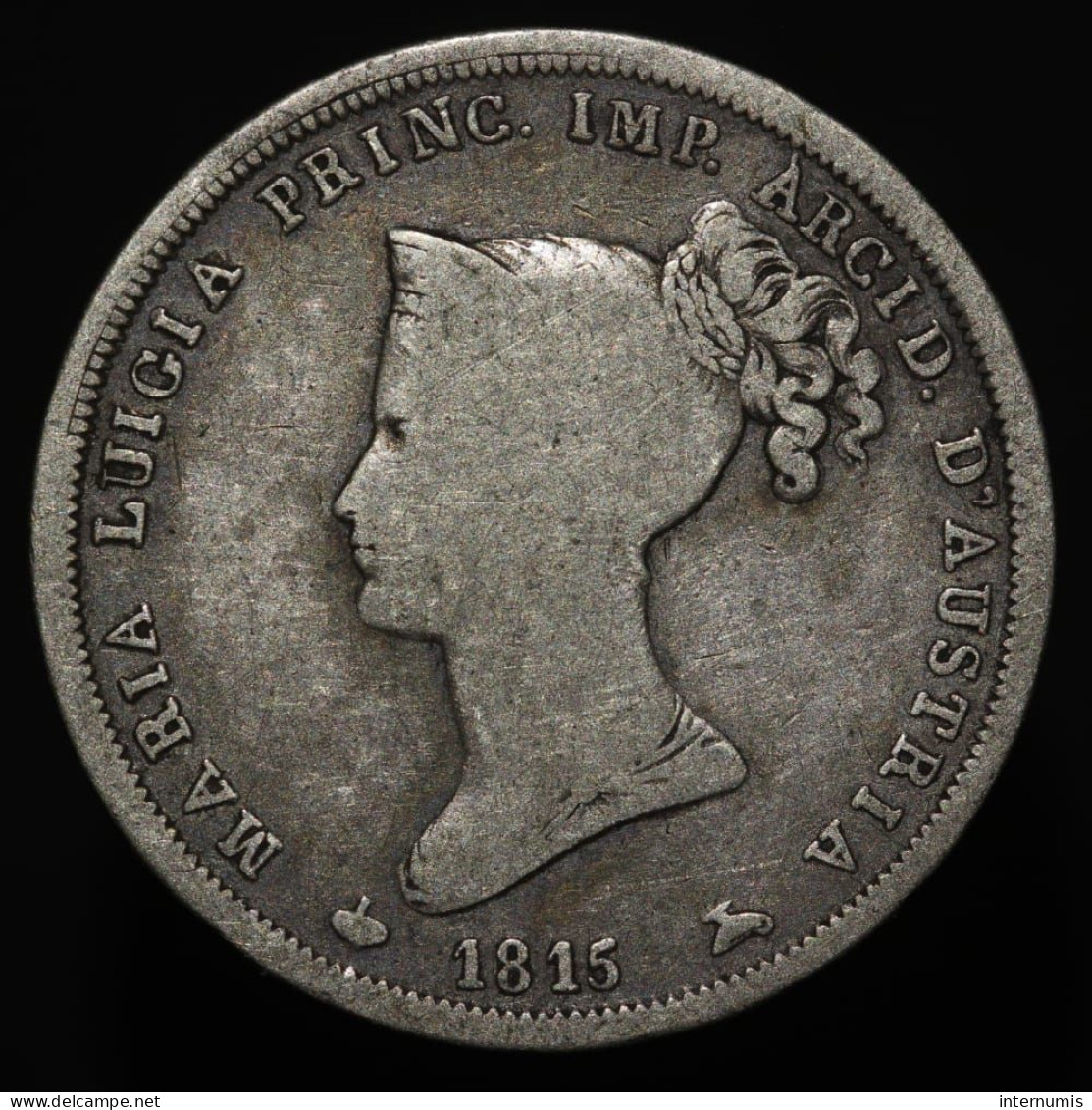 RARE - Italie / Italy, Marie-Louise (Maria Luigia) : Parma, 2 Lire, 1815, Argent (Silver), TB+ (VF), KM-C29, MIR 1094 - Parme