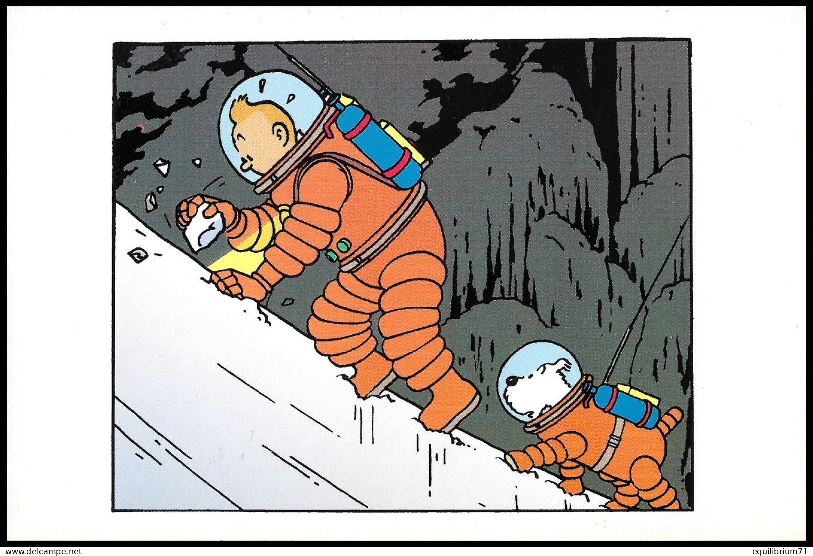 Double Carte Pliante/Dubbele Vouwkaart** - Tintin / Kuifje / Tim / Tintin - On A Marché Sur La Lune / Mannen Op De Maan - Bandes Dessinées