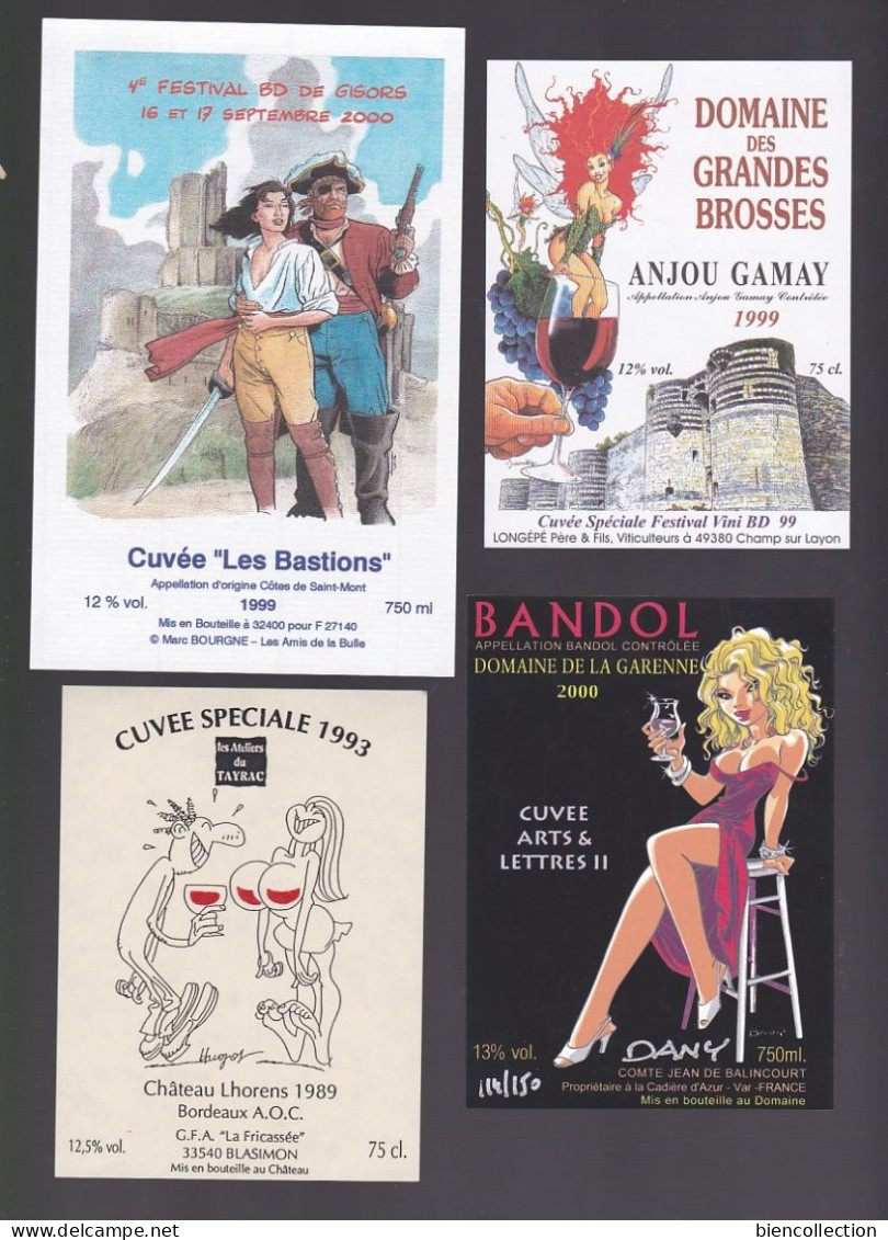 16 étiquettes De Vin Neuves éditions Spéciales Salon De La Bande Déssiné. Crémant D'Alsace, Saumur, Bandol Et Autres - Collections & Sets