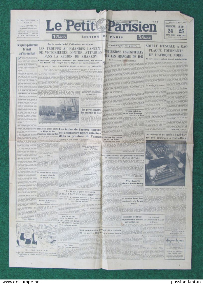 Journal Daté Des 24 Et 25 Mai 1942 - Le Petit Parisien - Les Troupes Allemandes Lancent Des Contre Attaques Sur Kharkov - Le Petit Parisien