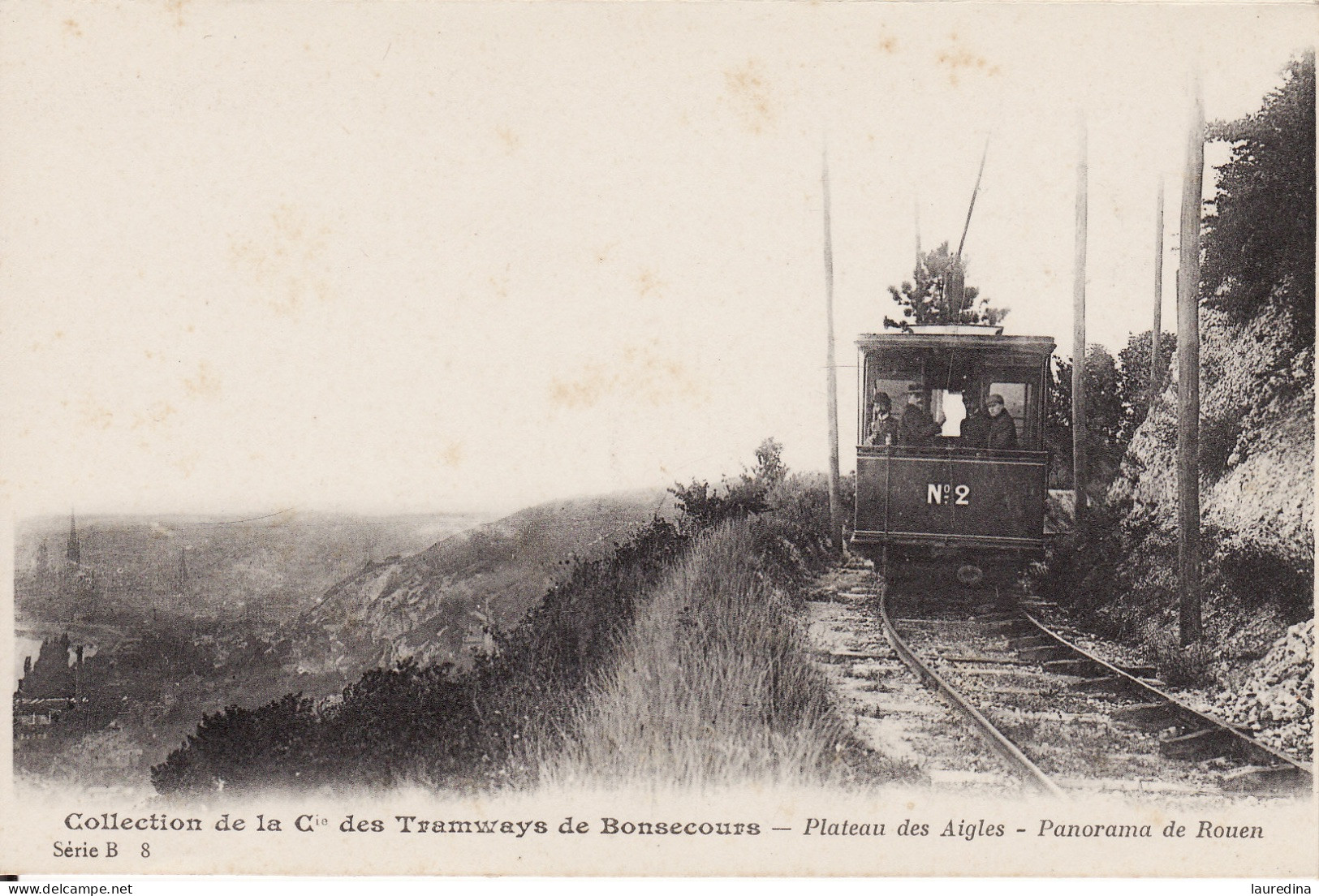 CP SEINE MARITIME - Cie DES TRAMWAYS DE BONSECOURS-PLATEAU DES AUGLES - PANORAMA DE ROUEN  - SERIE B 8 - Strassenbahnen