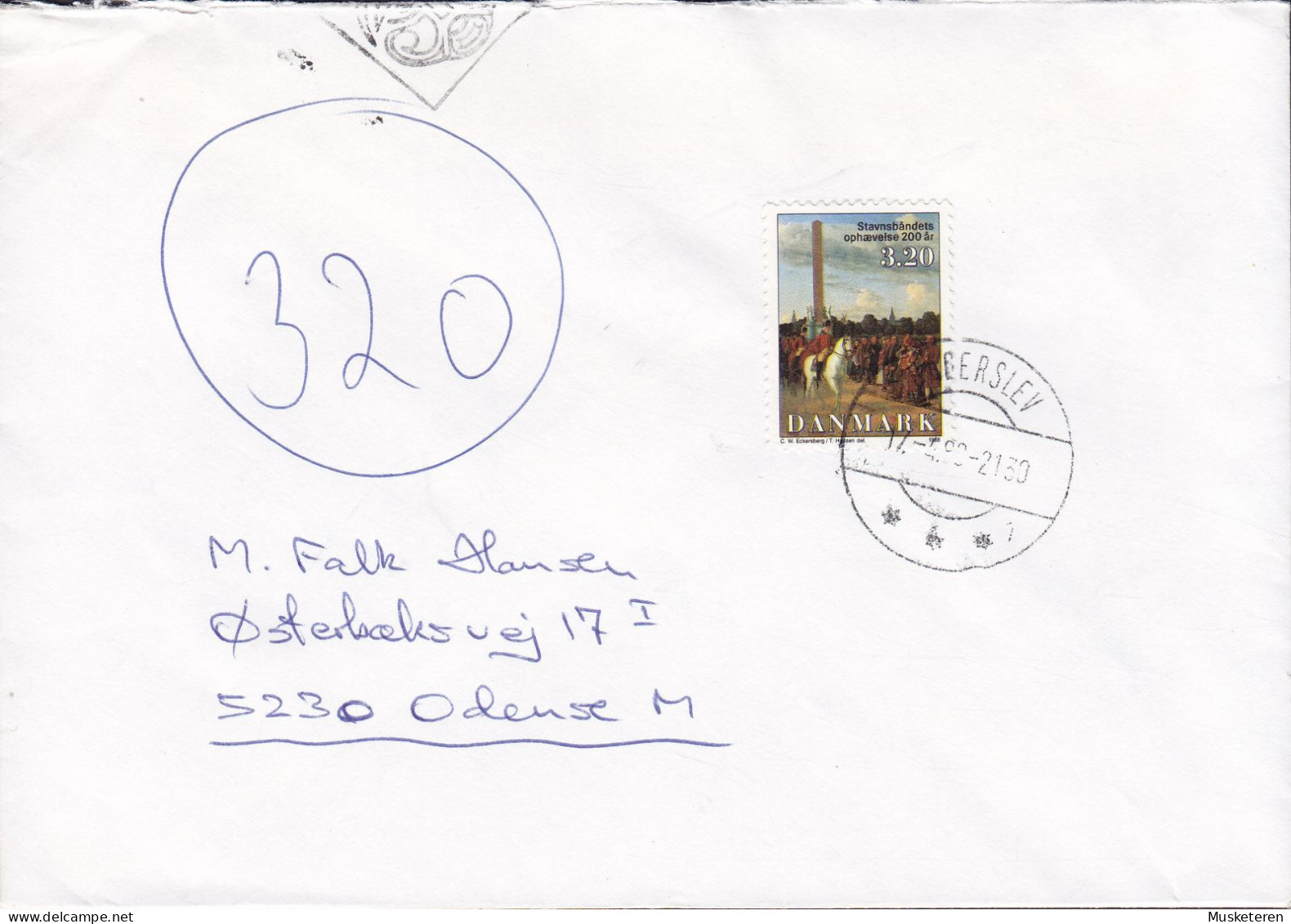 Denmark Brotype HADERSLEV 1988 Cover Brief Lettre 3.20 Kr. Stavnsbåndets Ophævelse C.W. Eckersberg Painting - Briefe U. Dokumente