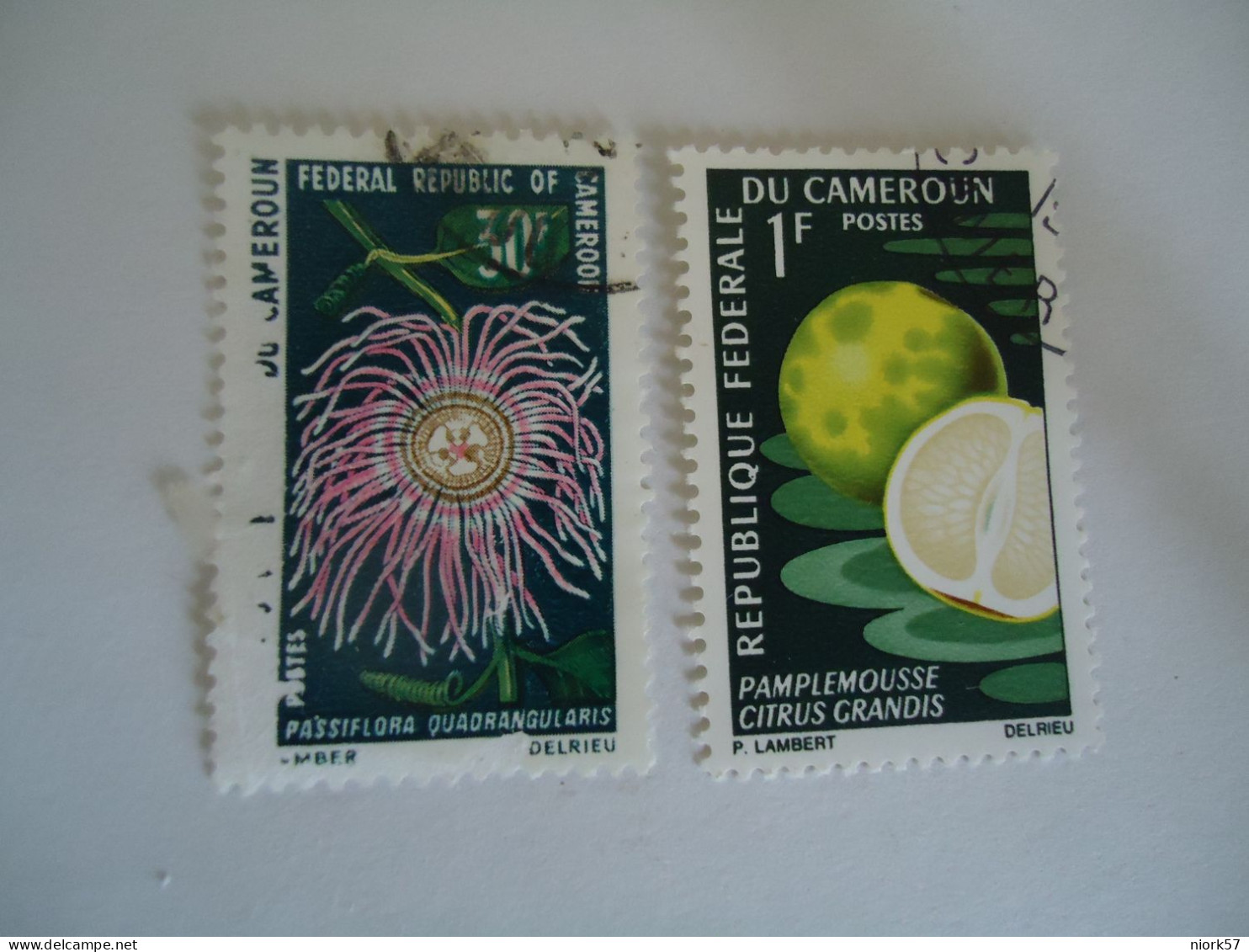 CAMEROON USED STAMPS FLOWERS 2 FRUITS - Cameroun (1960-...)
