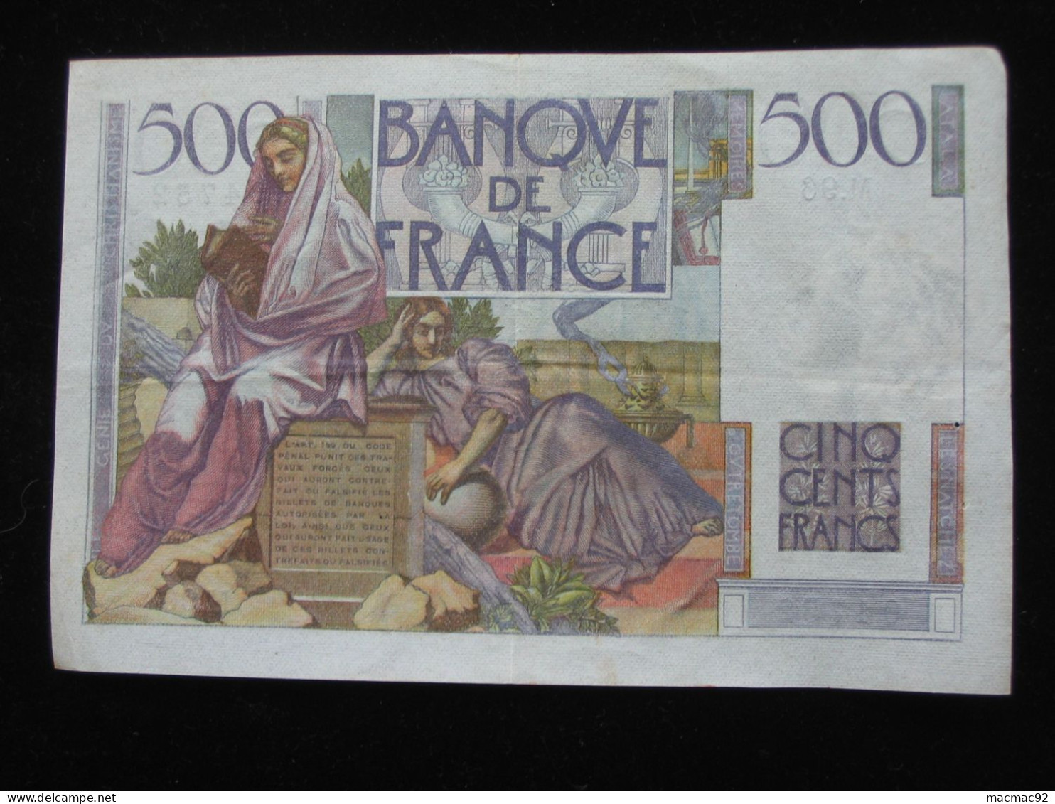 ASSEZ RARE - 500 Francs  CHATEAUBRIAND 12-9-1946   **** EN ACHAT IMMEDIAT **** - 500 F 1945-1953 ''Chateaubriand''