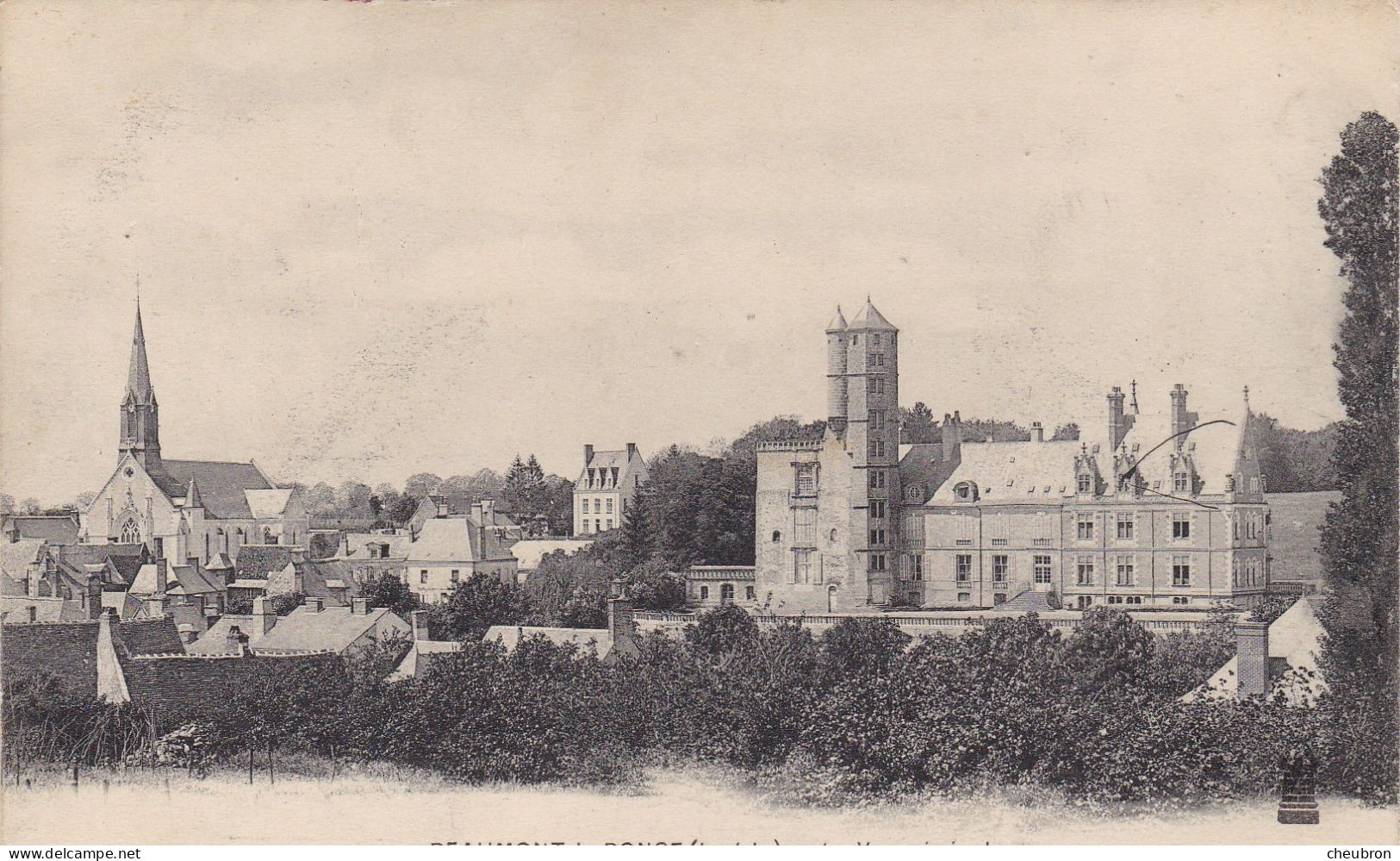 37. BEAUMONT LA RONCE. CPA.  VUE GENERALE. ANNEE 1904 + TEXTE - Beaumont-la-Ronce