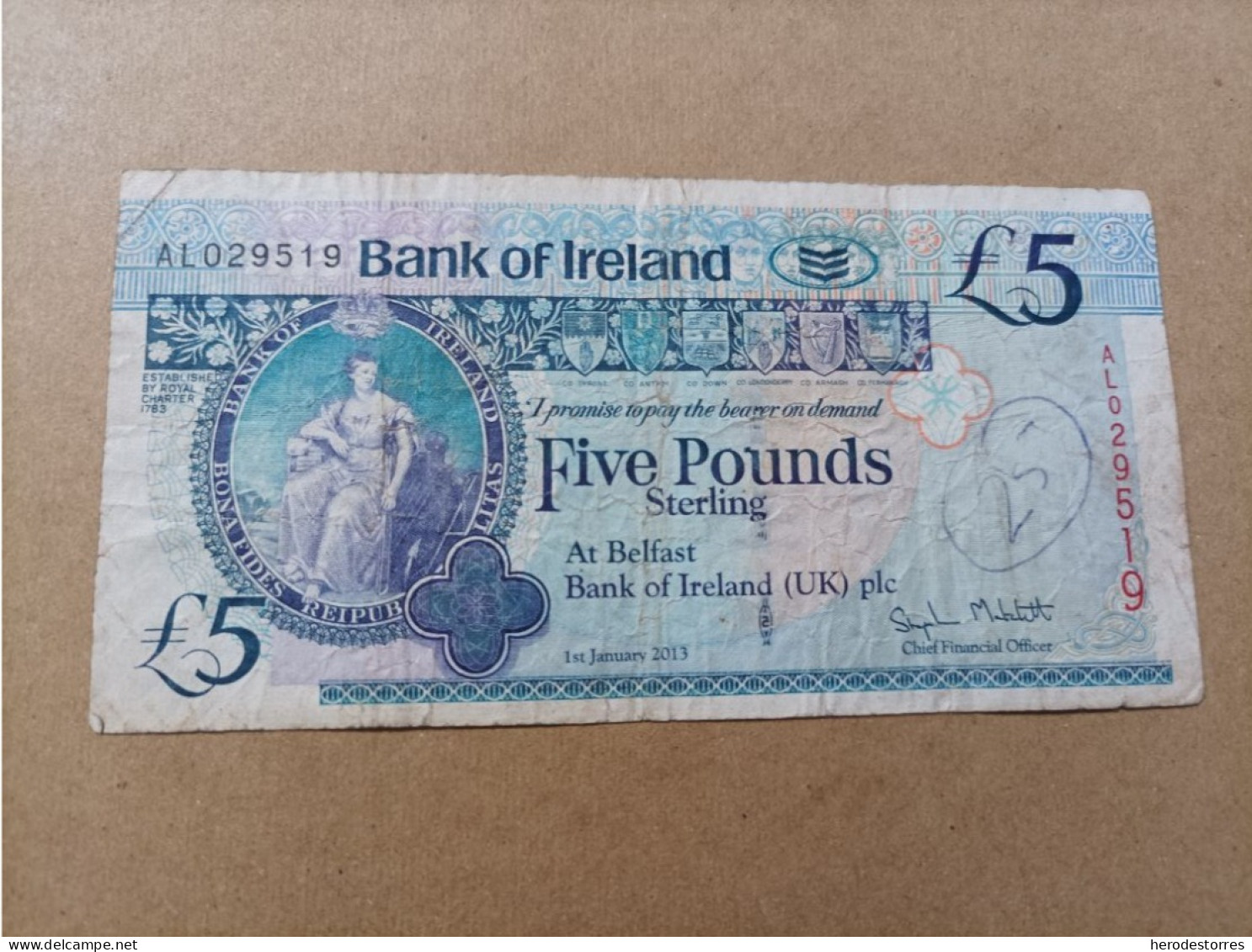 Billete De Irlanda De 5 Libras, Año 2013 - Irland