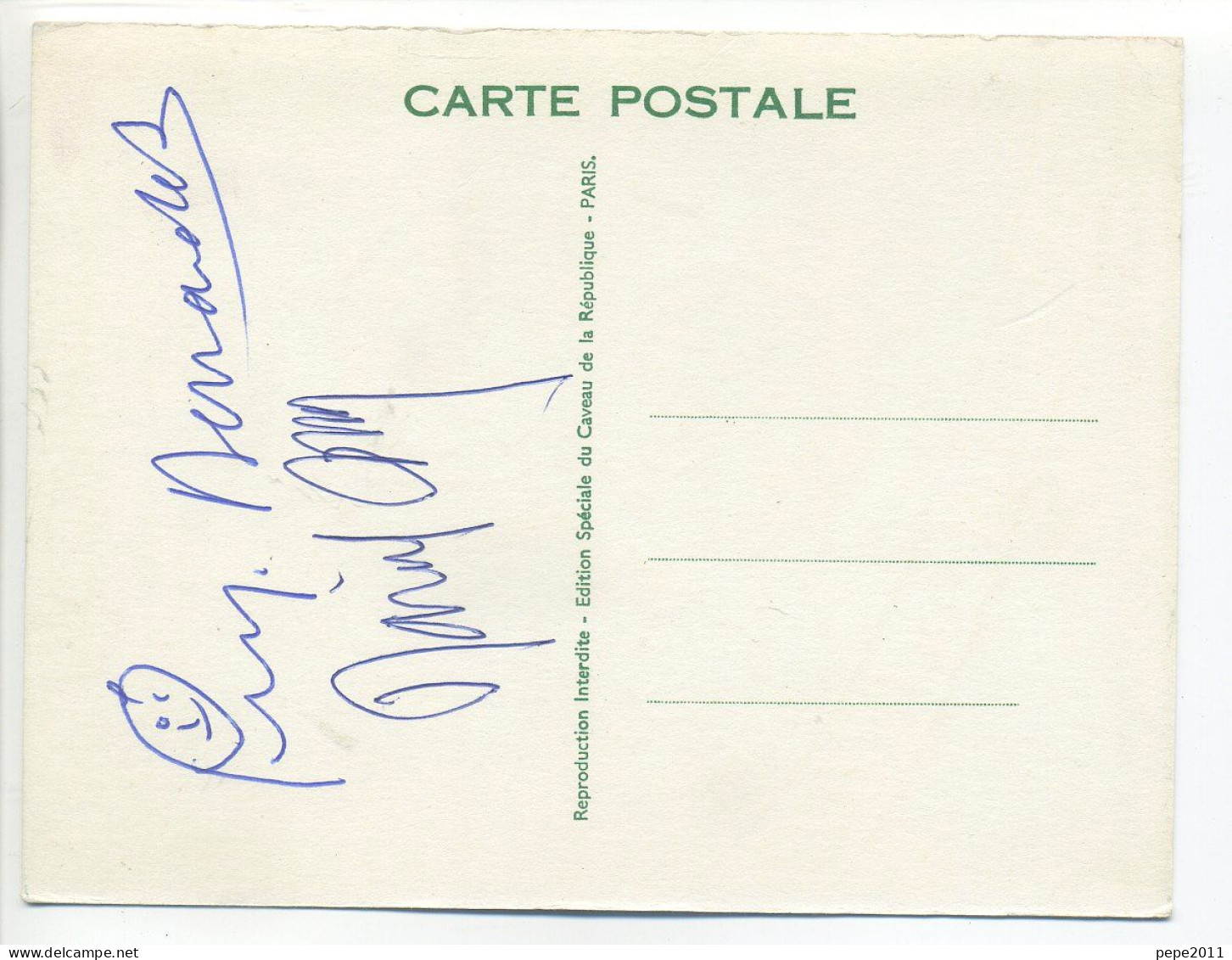 CPSM Publicitaire Illustrée - Caveau De La République - 10eme Anniversaire  - Autographe Dédicace Originale De Mary M - Cabaret