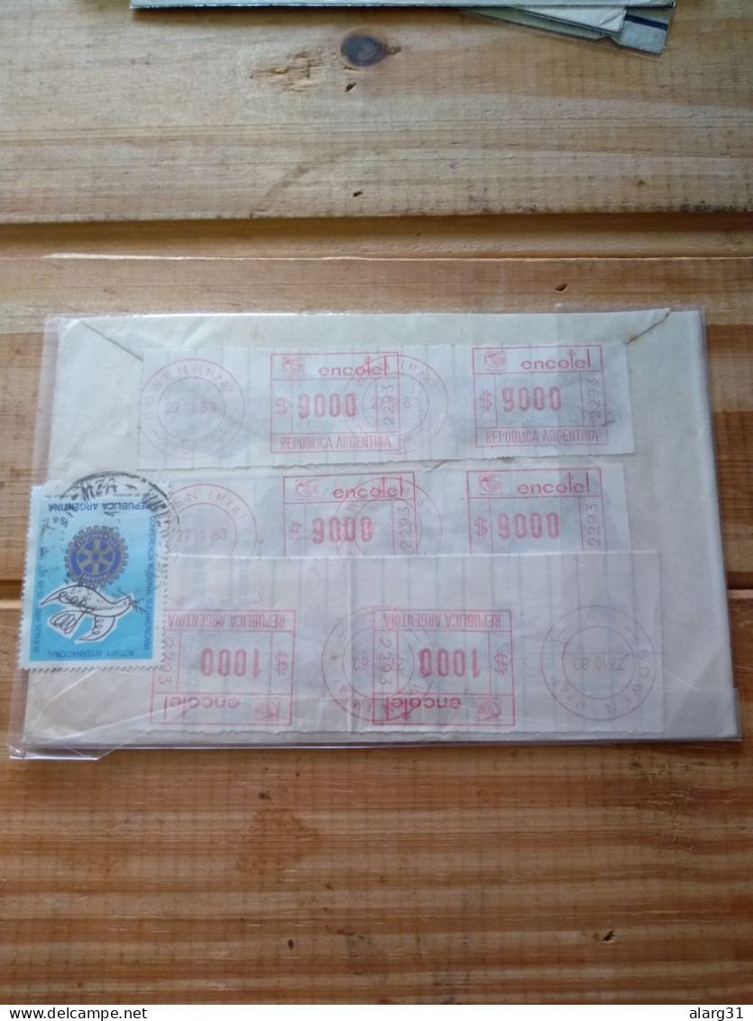 Argentina Reg.cover.rotary Stamp.inflation Mail.6 Red Label.from Bowen Mza.1983.e7 Reg Post 1 Or 2 Pieces. - Lettres & Documents