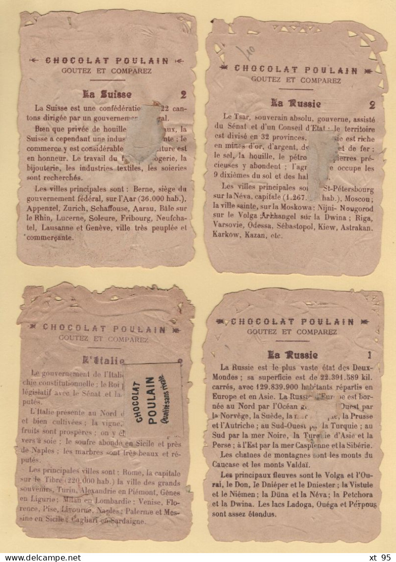 Chromos - Decoupis Gaufres - Chocolat Poulain - Timbres Poste - Suisse Russie Italie - Poulain