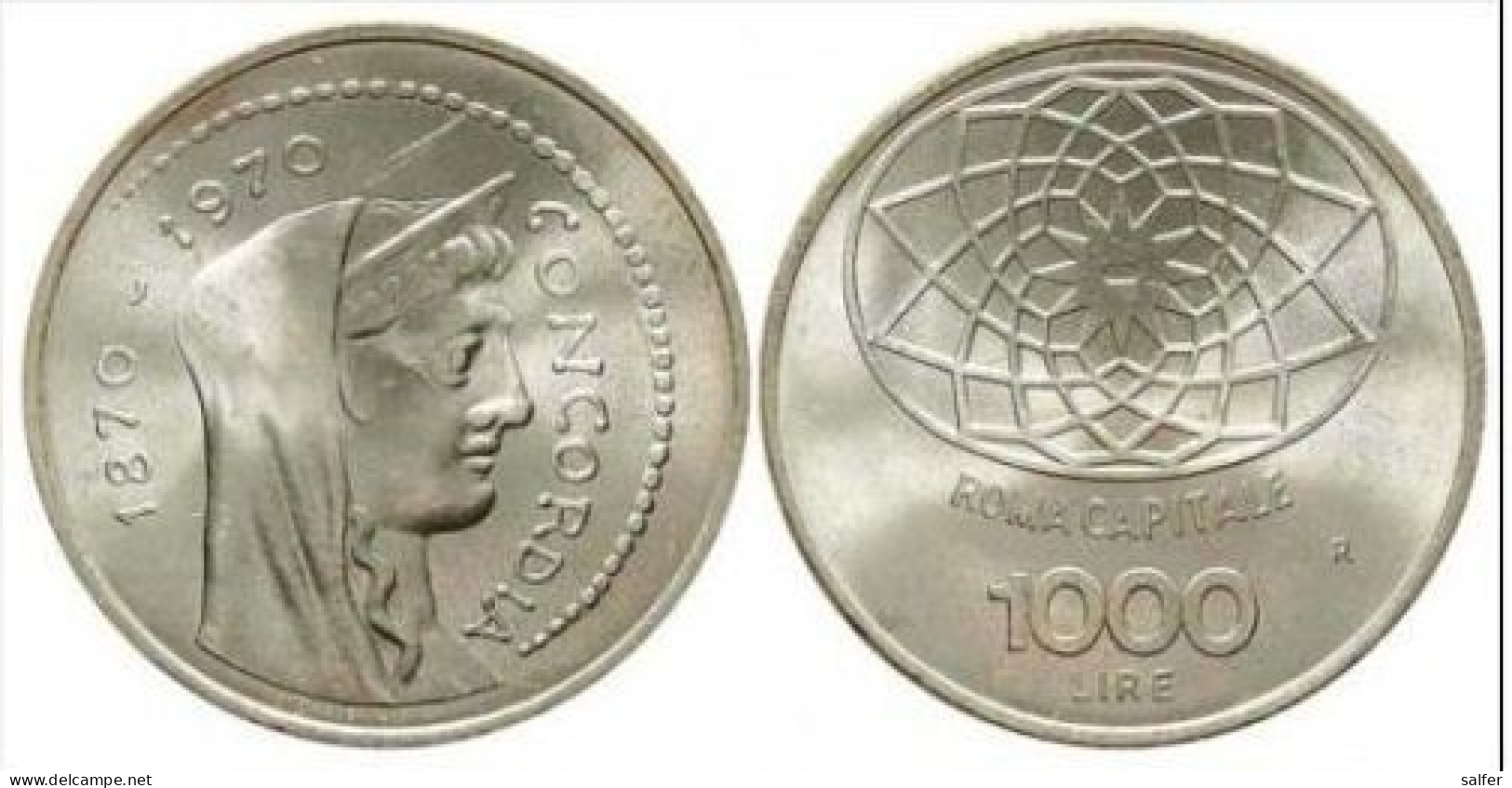 REPUBBLICA  1970  CONCORDIA  Lire 1000 AG - Gedenkmünzen