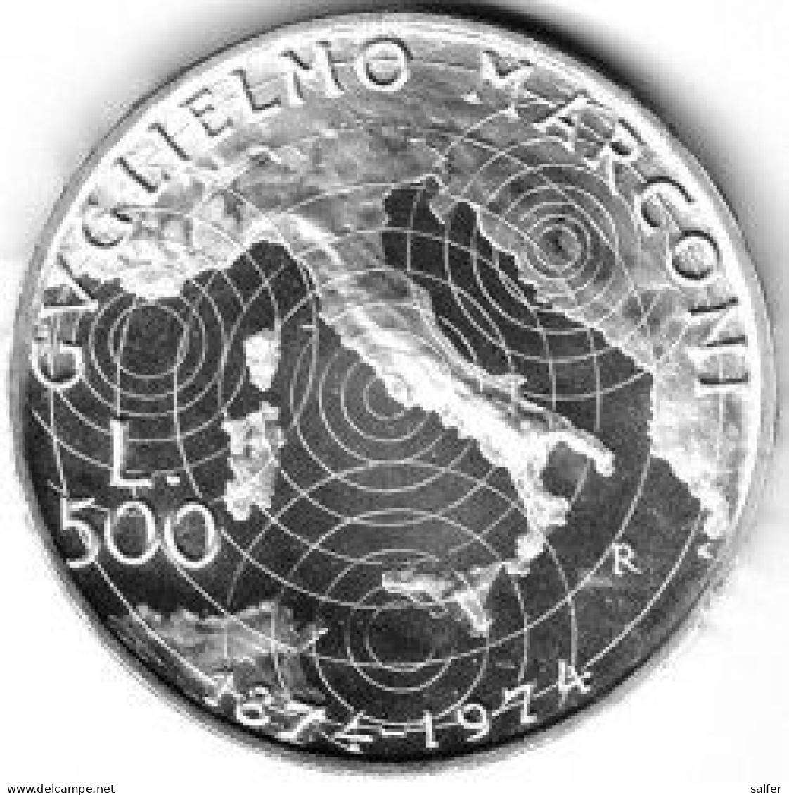 REPUBBLICA  1974  MARCONI  Lire 500 AG - Commémoratives