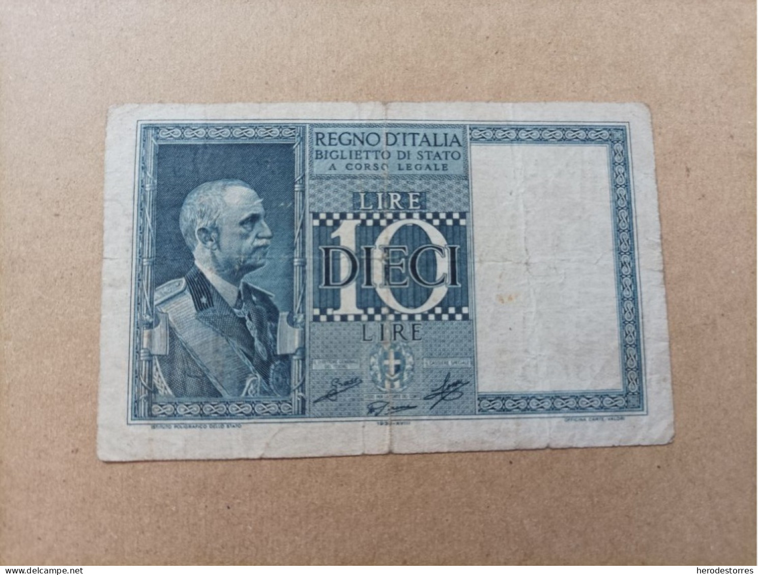 Billete De Italia De 10 Liras Año 1935 - To Identify