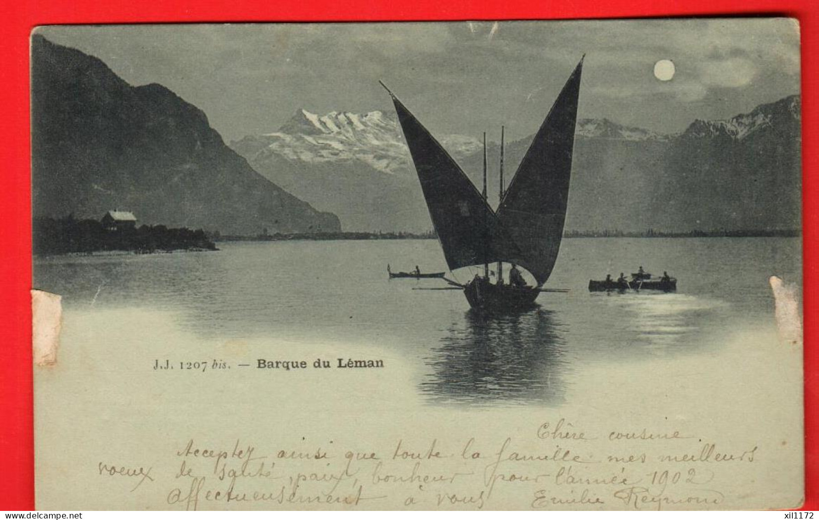 DBA-31  Barque Du Léman Pêcheurs   Jullien 1207bis  Dos Simple. Circulé 1902 Vers L'Abbaye Val Joux - L'Abbaye