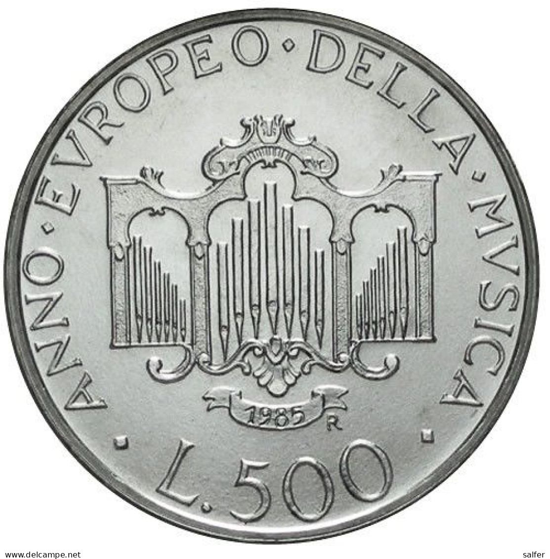 REPUBBLICA  1985  ANNO DELLA MUSICA  Lire 500 AG - Conmemorativas