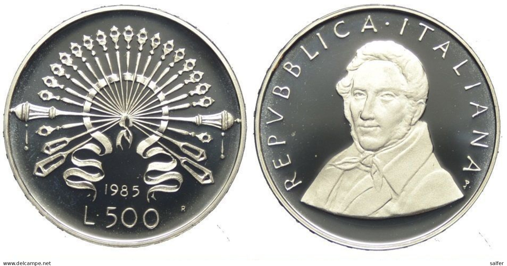 REPUBBLICA  1985  A. MANZONI  Lire 500 AG - Gedenkmünzen
