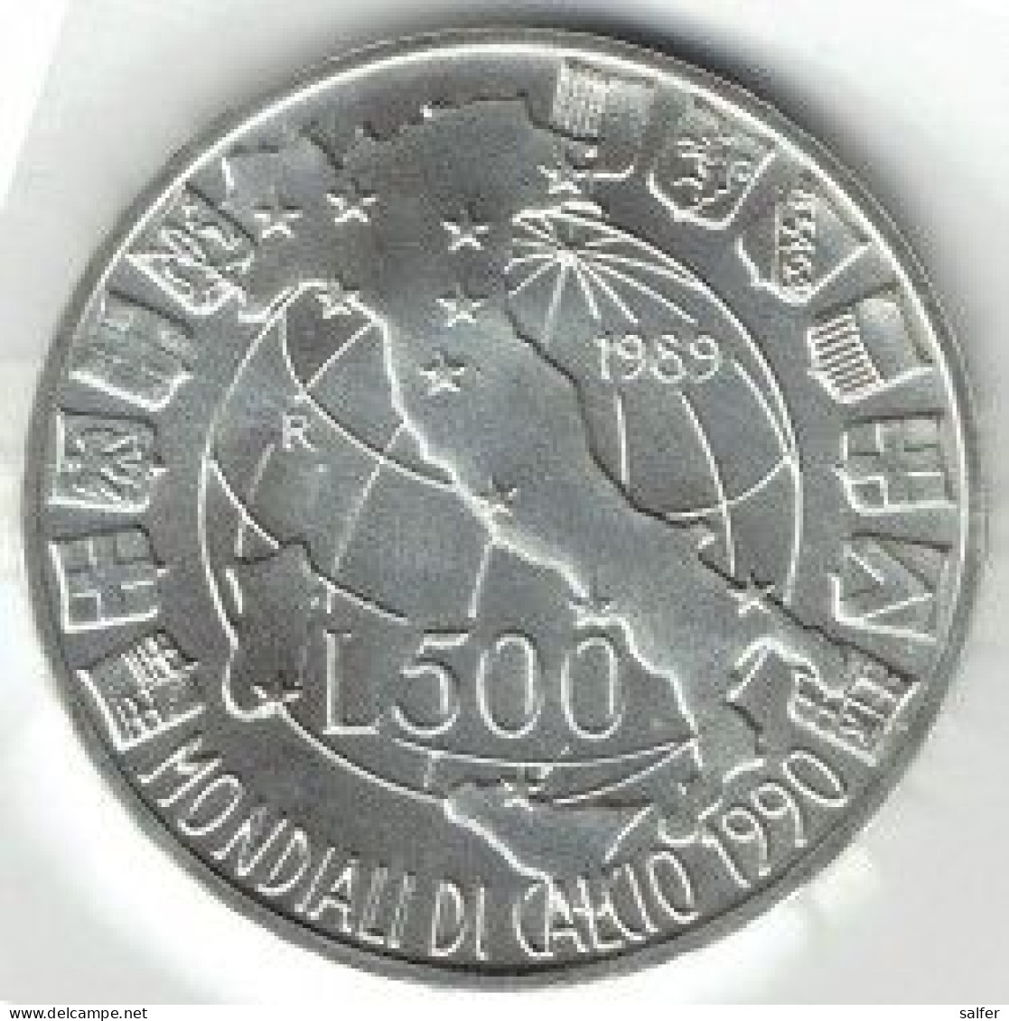 REPUBBLICA  1989  ITALIA '90 DITTICO  Lire 200 + 500 AG - Herdenking