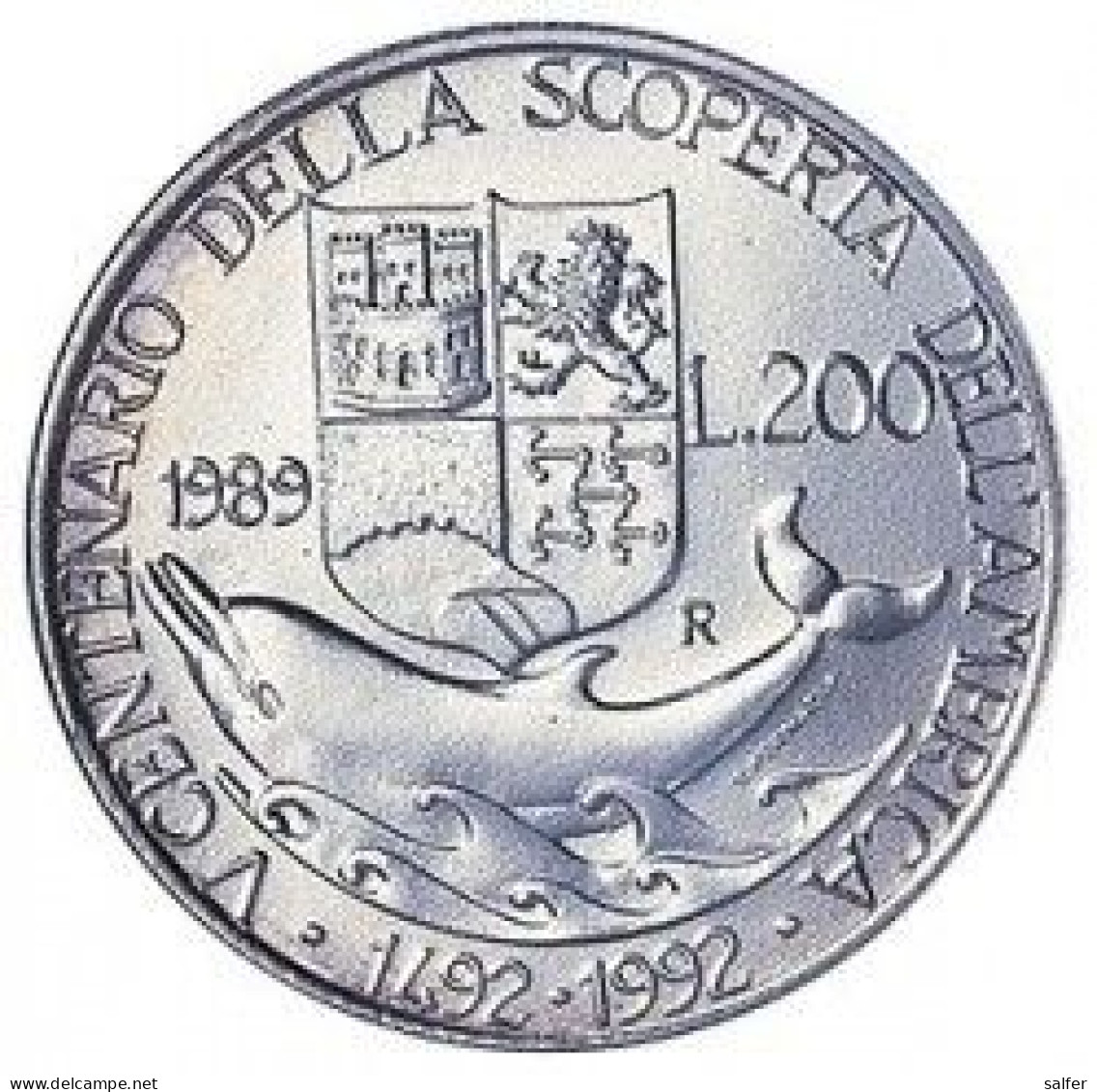 REPUBBLICA  1989  COLOMBO DITTICO   Lire 200 + 500 AG - Commémoratives