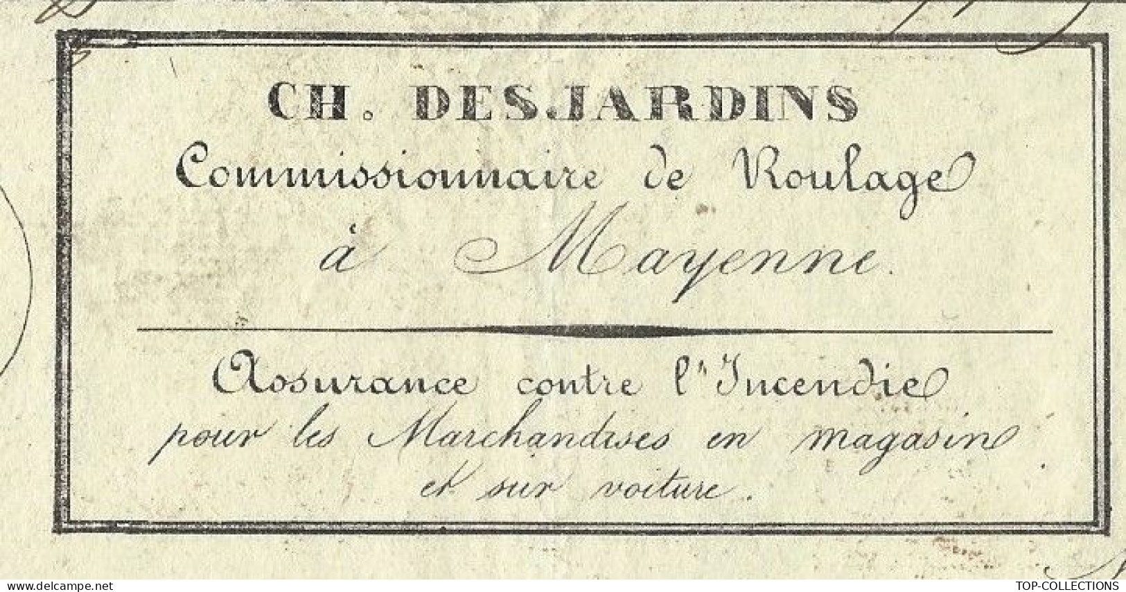 1841  ENTETE DESJARDINS Mayenne Mayenne ROULAGE TRANSPORT LETTRE DE VOITURE  BALLE DE TOILE > Revers à Montlieu Charente - 1800 – 1899