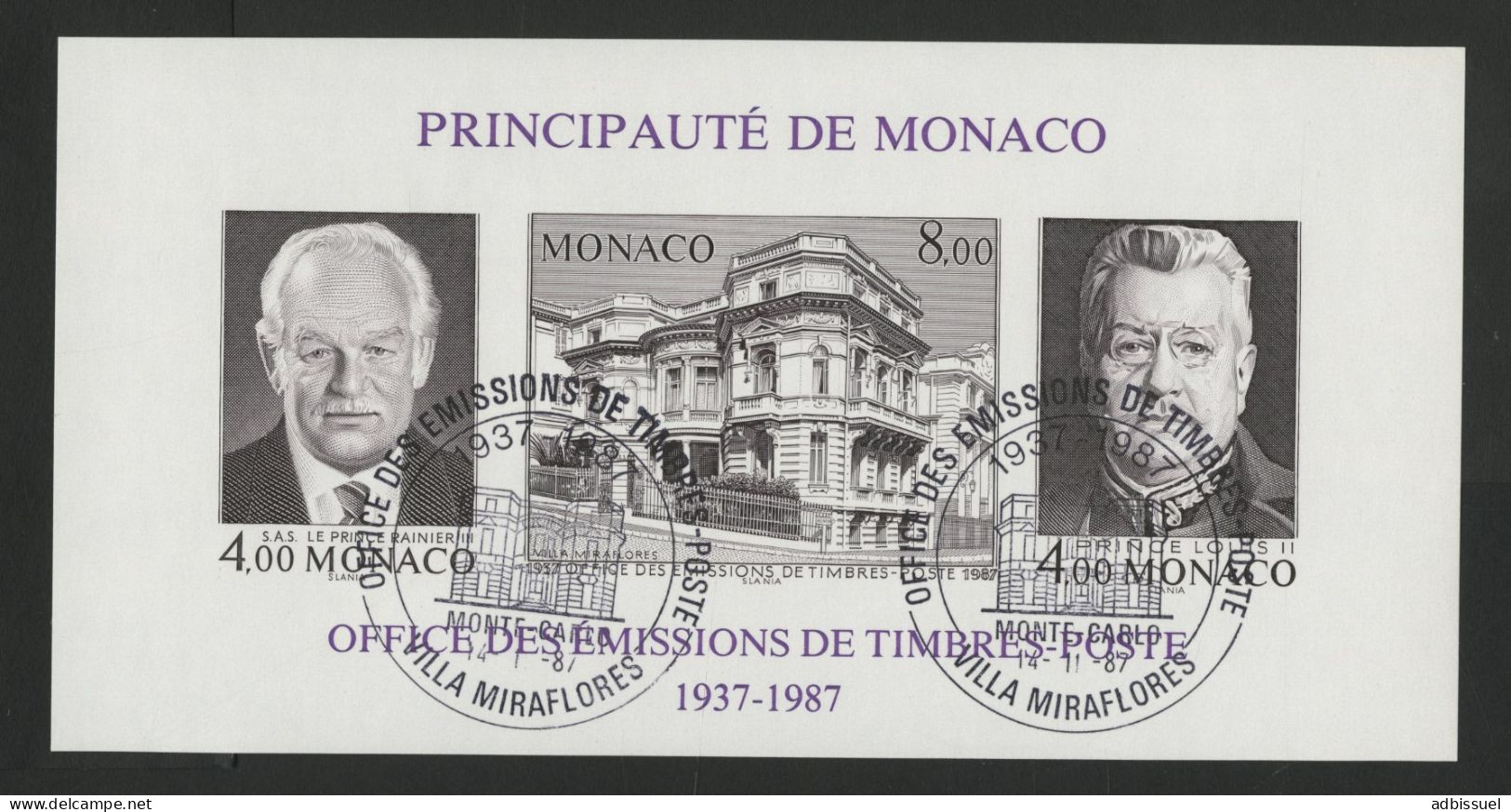 MONACO Cote 50 € BLOC NON DENTELE N° 39a Oblitéré Cinquantenaire De L'O. E. T. P. TB - Blocks & Sheetlets