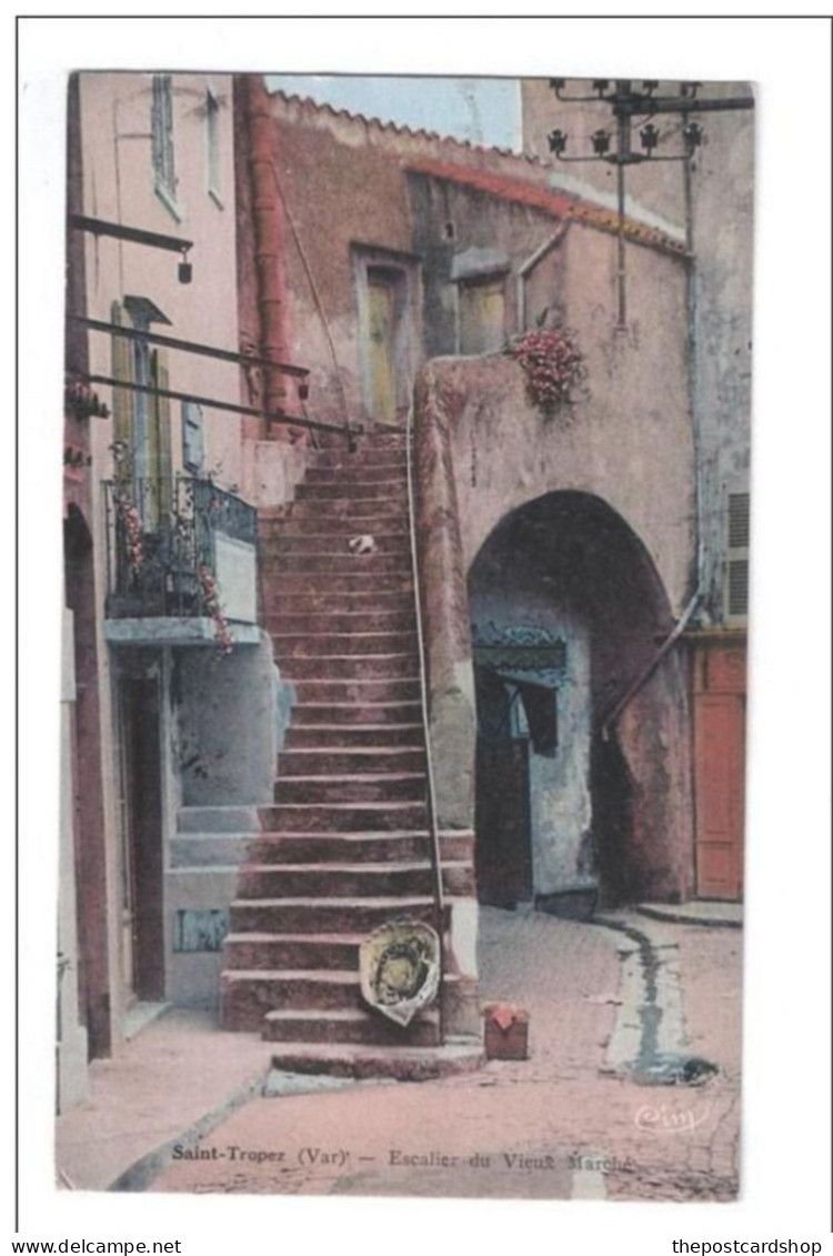 CPA - 83 - Saint Tropez - Escalier Du Vieux Marché MISS KNOTTLEY 45 COLNEY HATCH LANE MUUSWELL HILL LONDON N10 1938 - Saint-Tropez