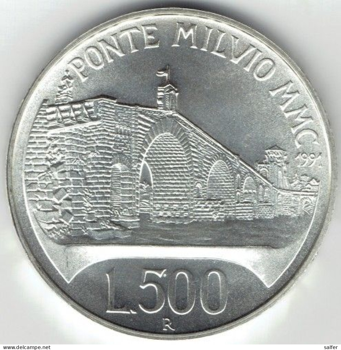 REPUBBLICA  1991  PONTE MILVIO  Lire 500 AG - Commémoratives