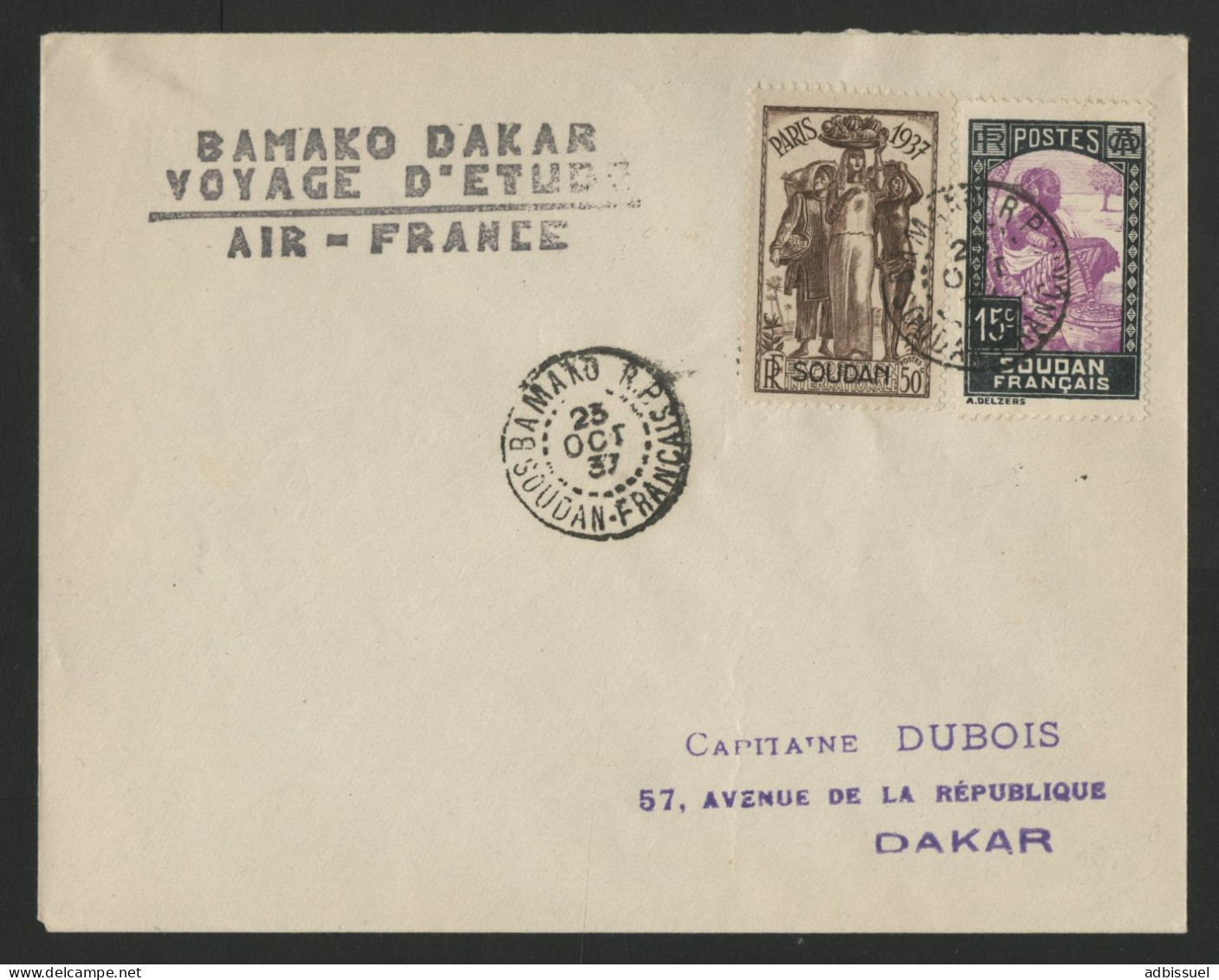 SOUDAN N° 65 + 96 Obl. C. à D. Bamako 23/10/37 Voyage D'Etude Bamako-Dakar Voir Suite - Cartas & Documentos