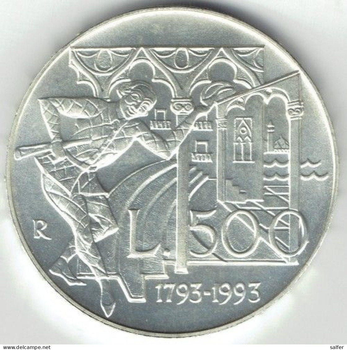 REPUBBLICA  1993  GOLDONI  Lire 500 AG - Herdenking