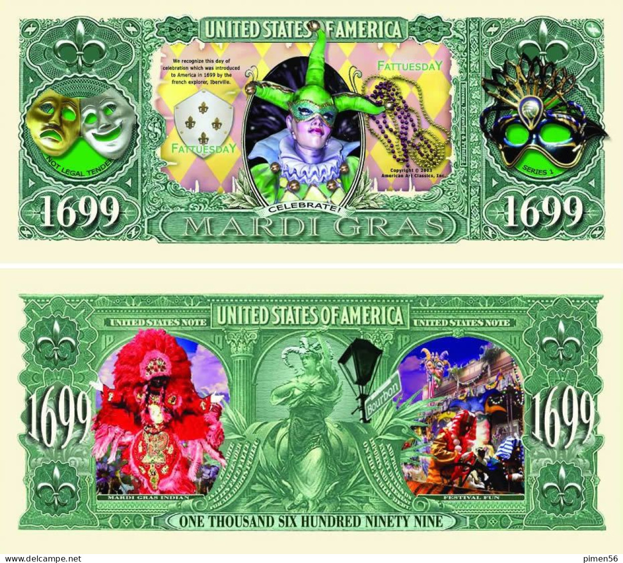 USA - FANTASY NOTE - MARDI  GRAS  - UNC - Other & Unclassified