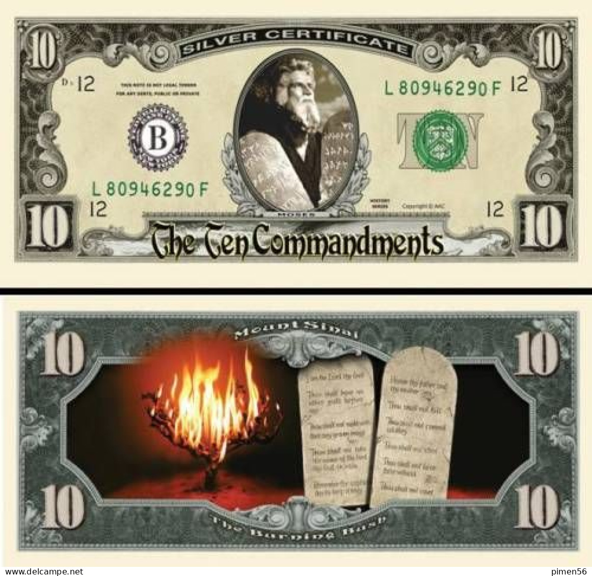 USA - FANTASY NOTE - MOSES  AND  THE  TEN  COMMANDMENTS ,  FIRST  VERSION  - UNC / SERIES  JESUS - Andere & Zonder Classificatie